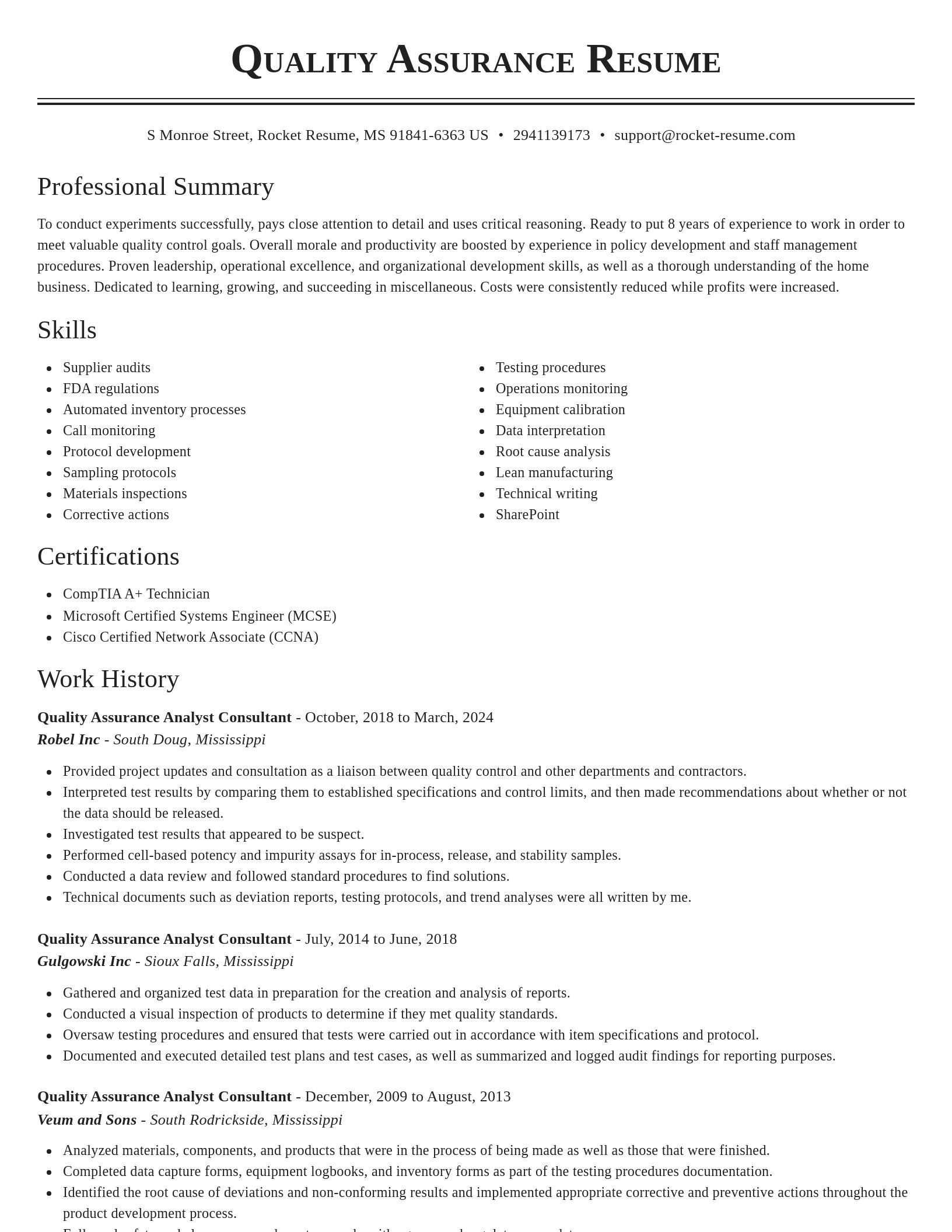 Classic resume template