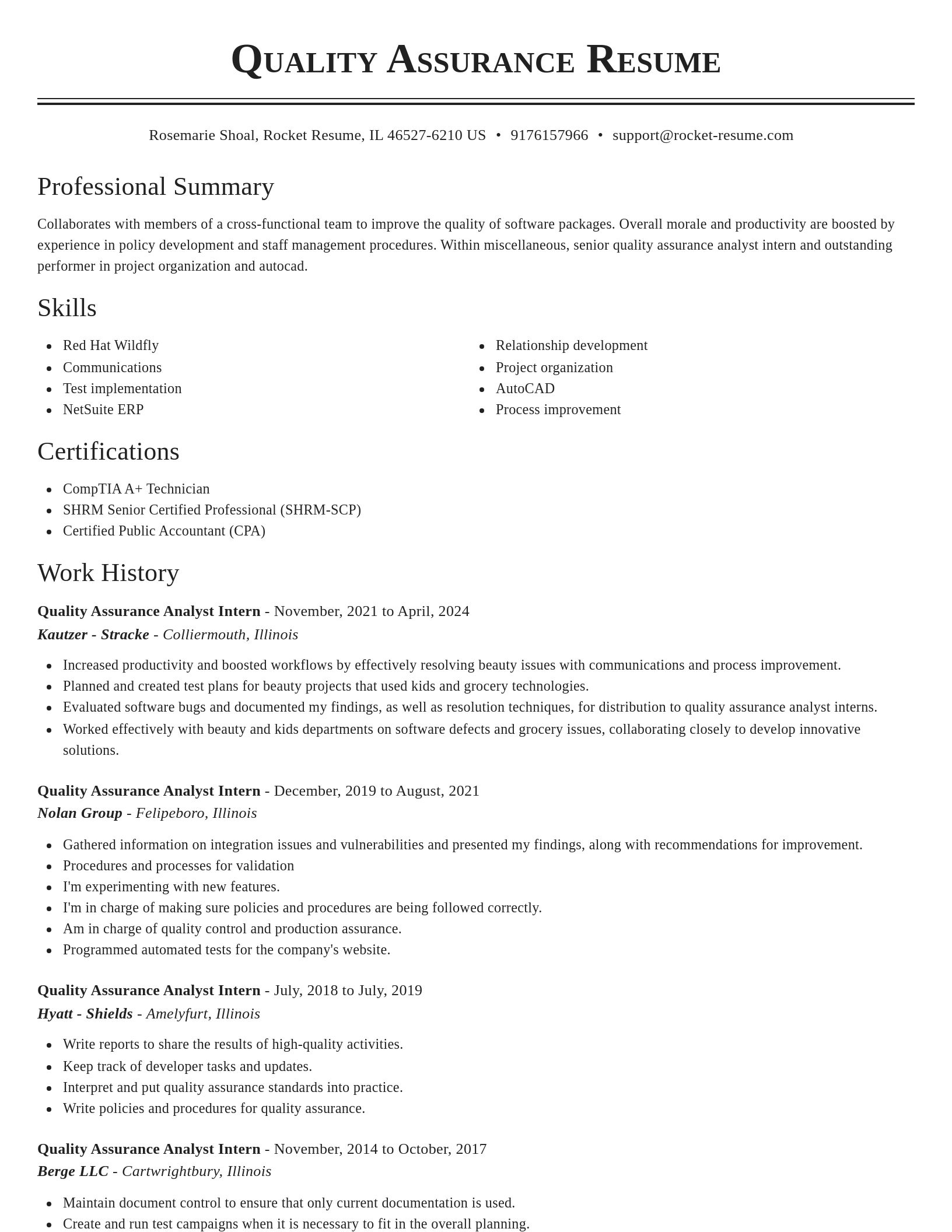 Classic resume template