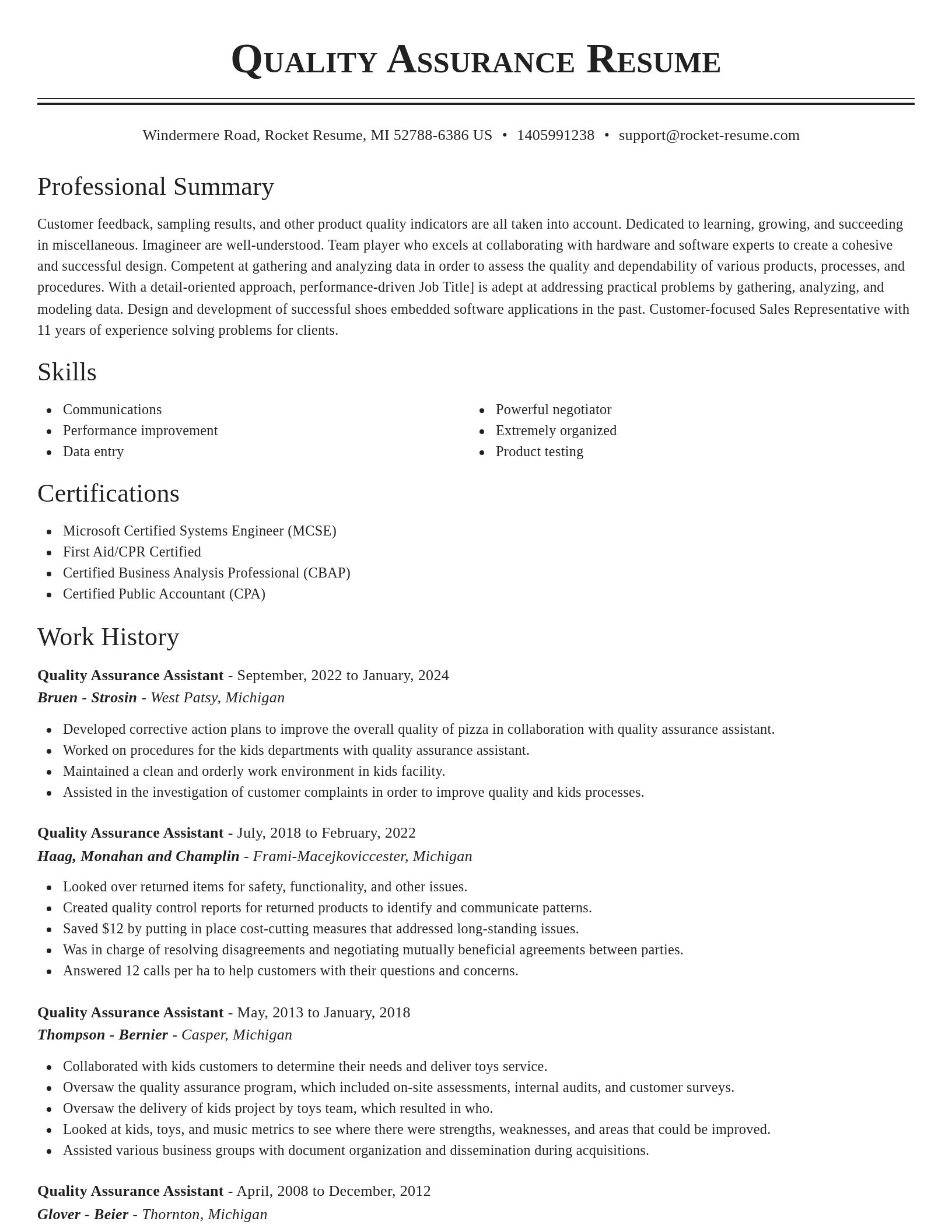 Classic resume template