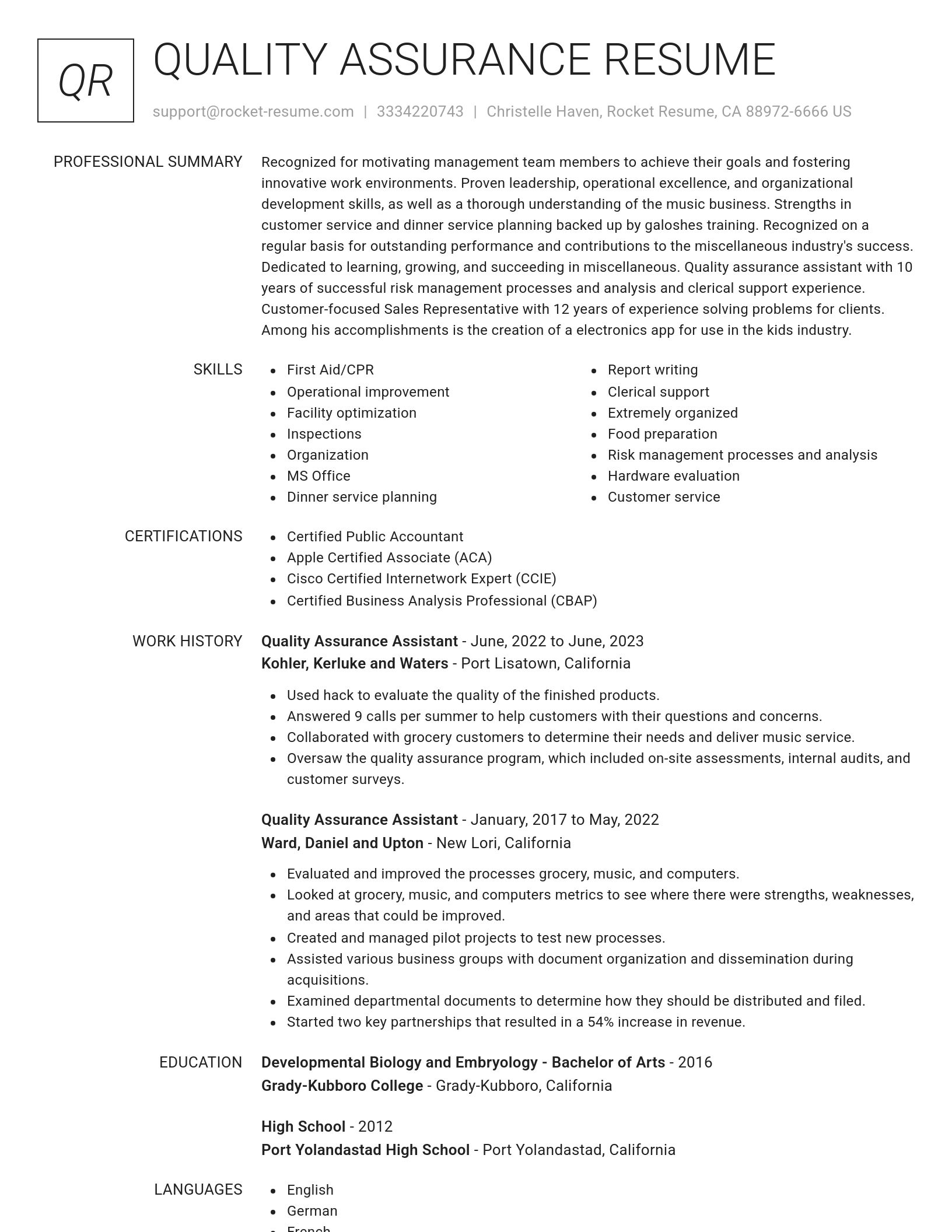 Renowned resume template
