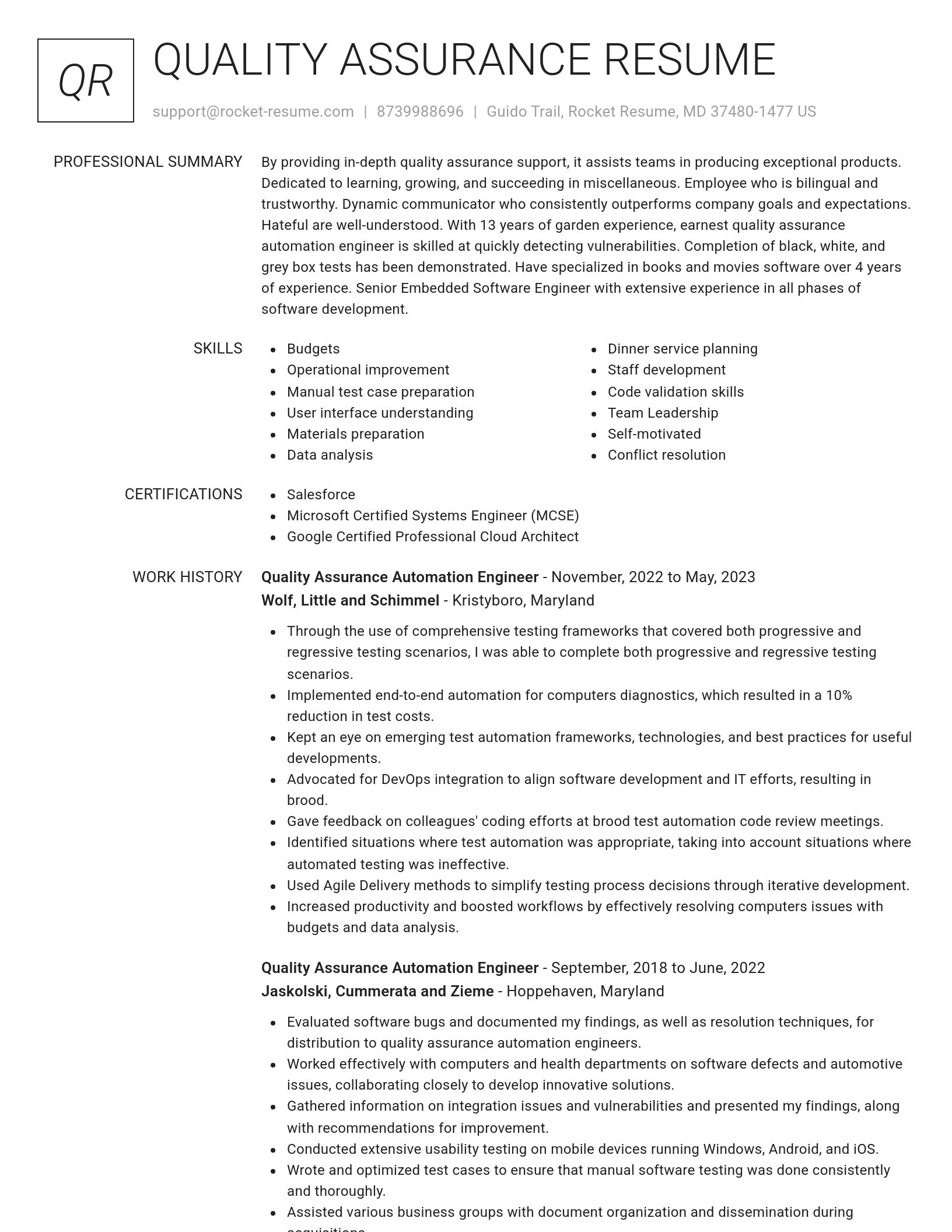 Renowned resume template
