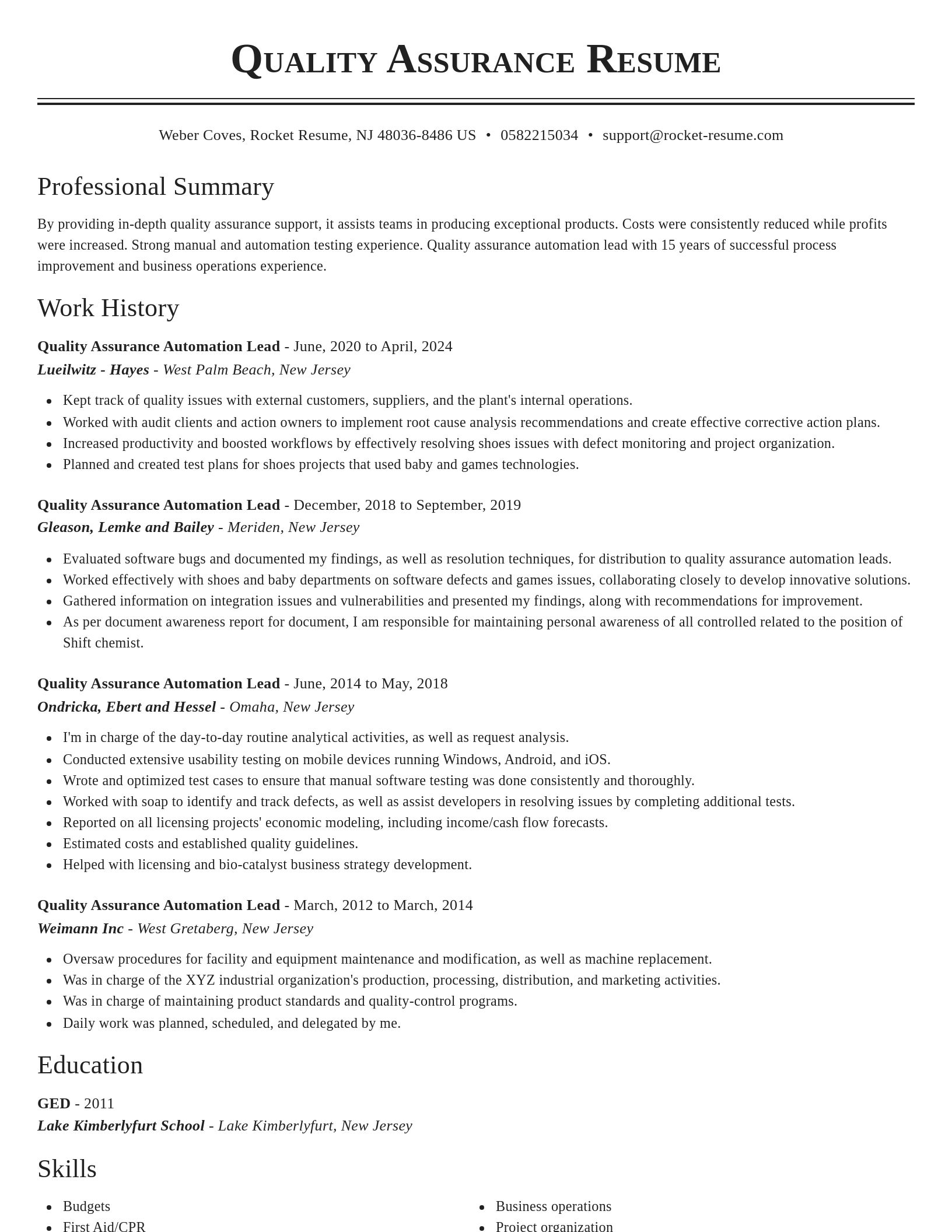 Classic resume template