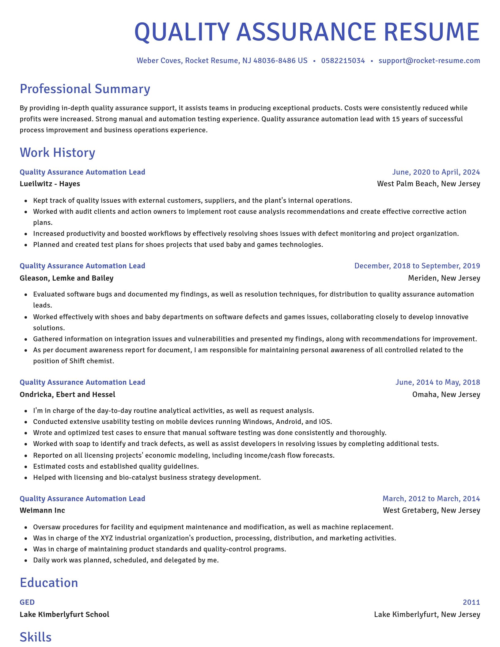 Novel resume template