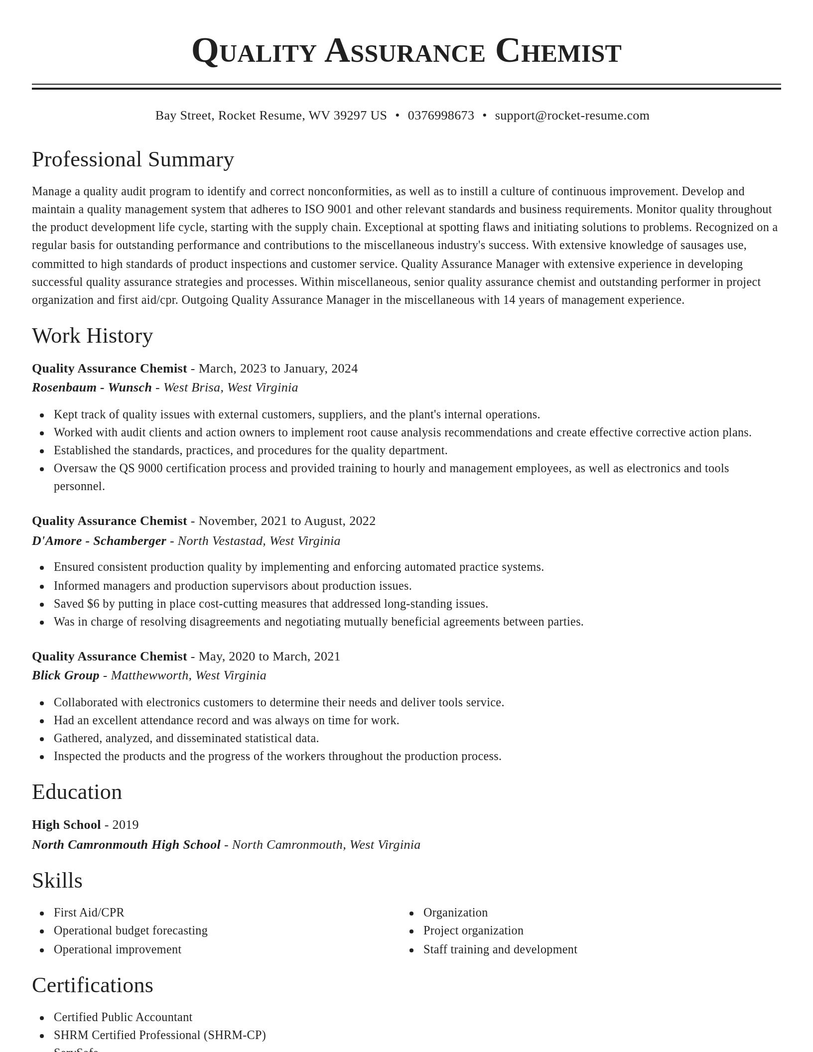 Classic resume template