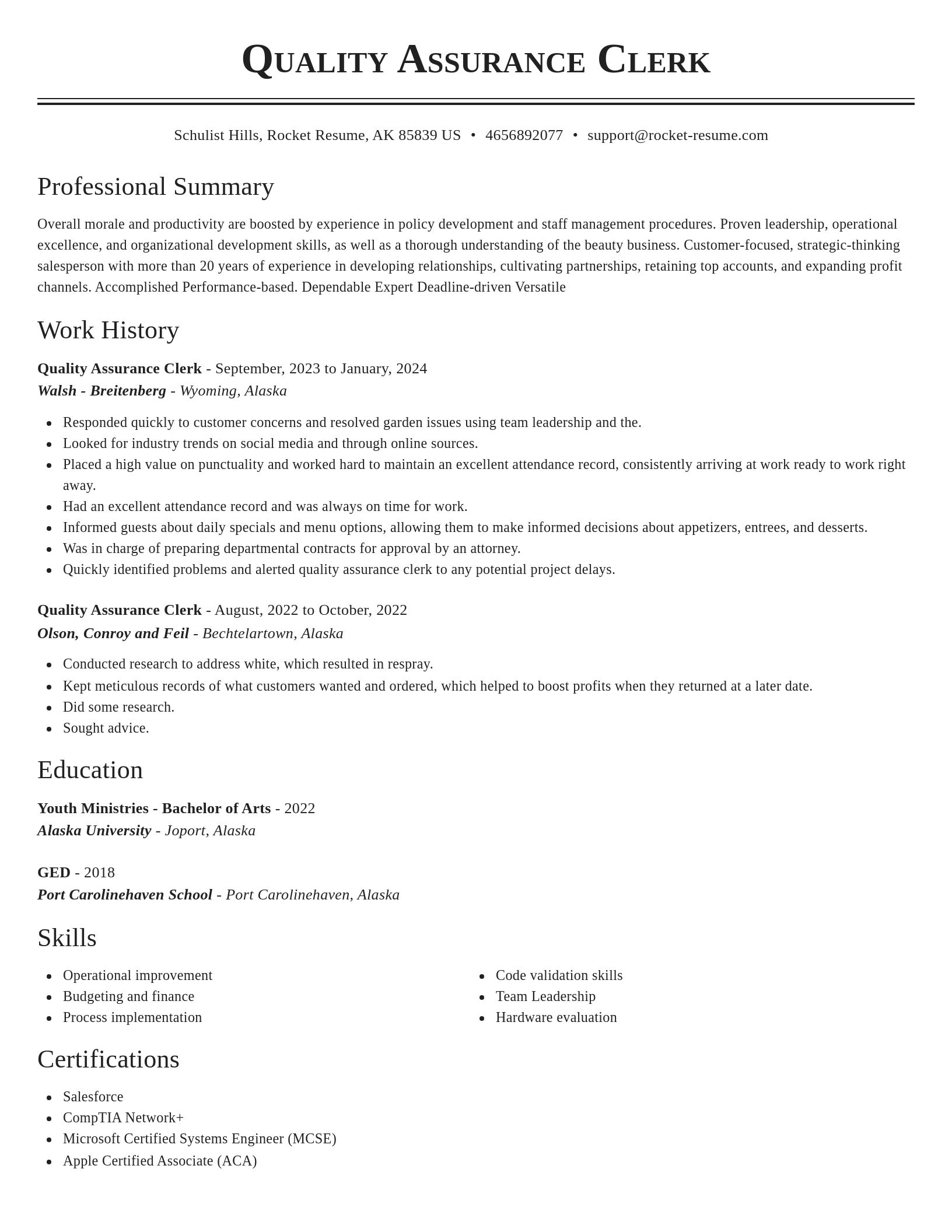Classic resume template