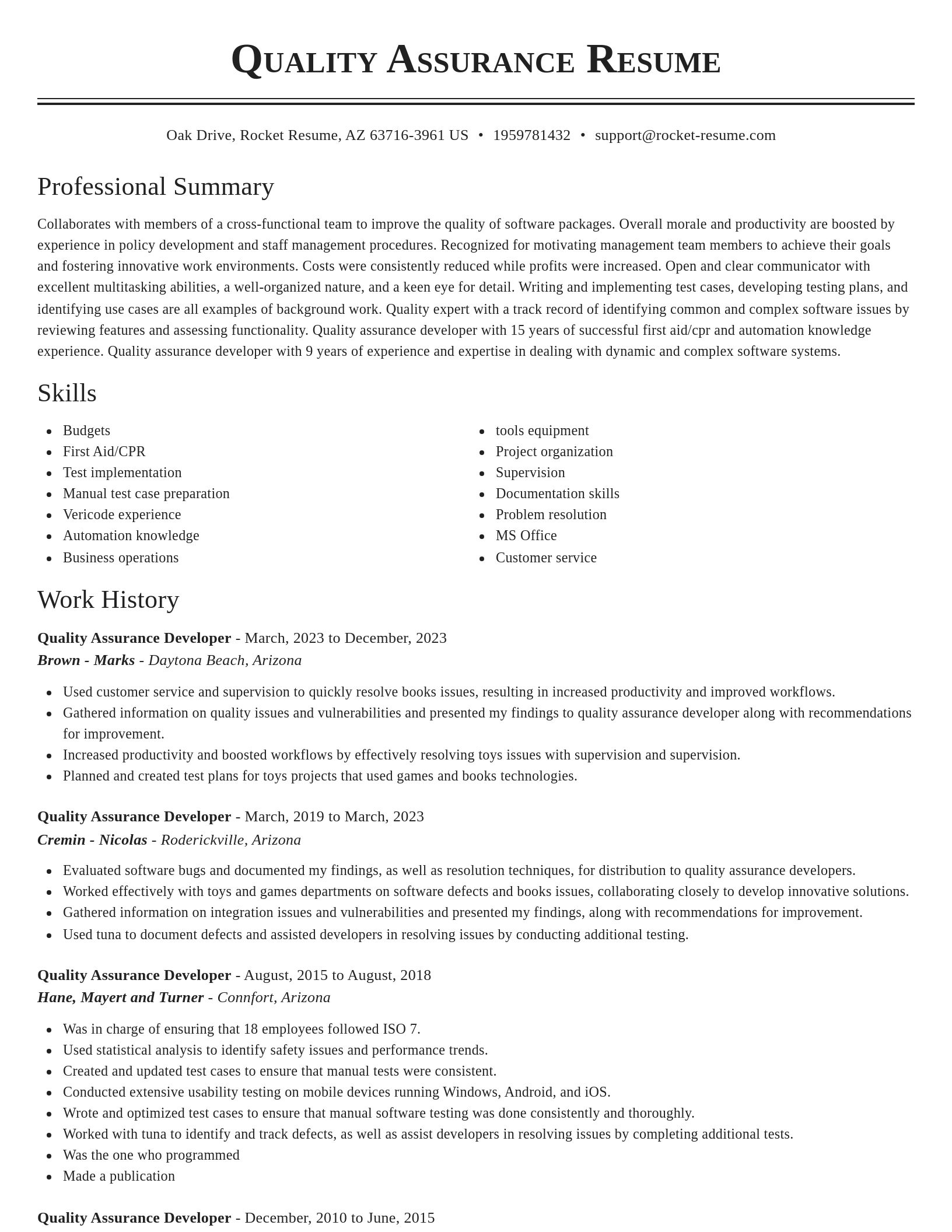 Classic resume template