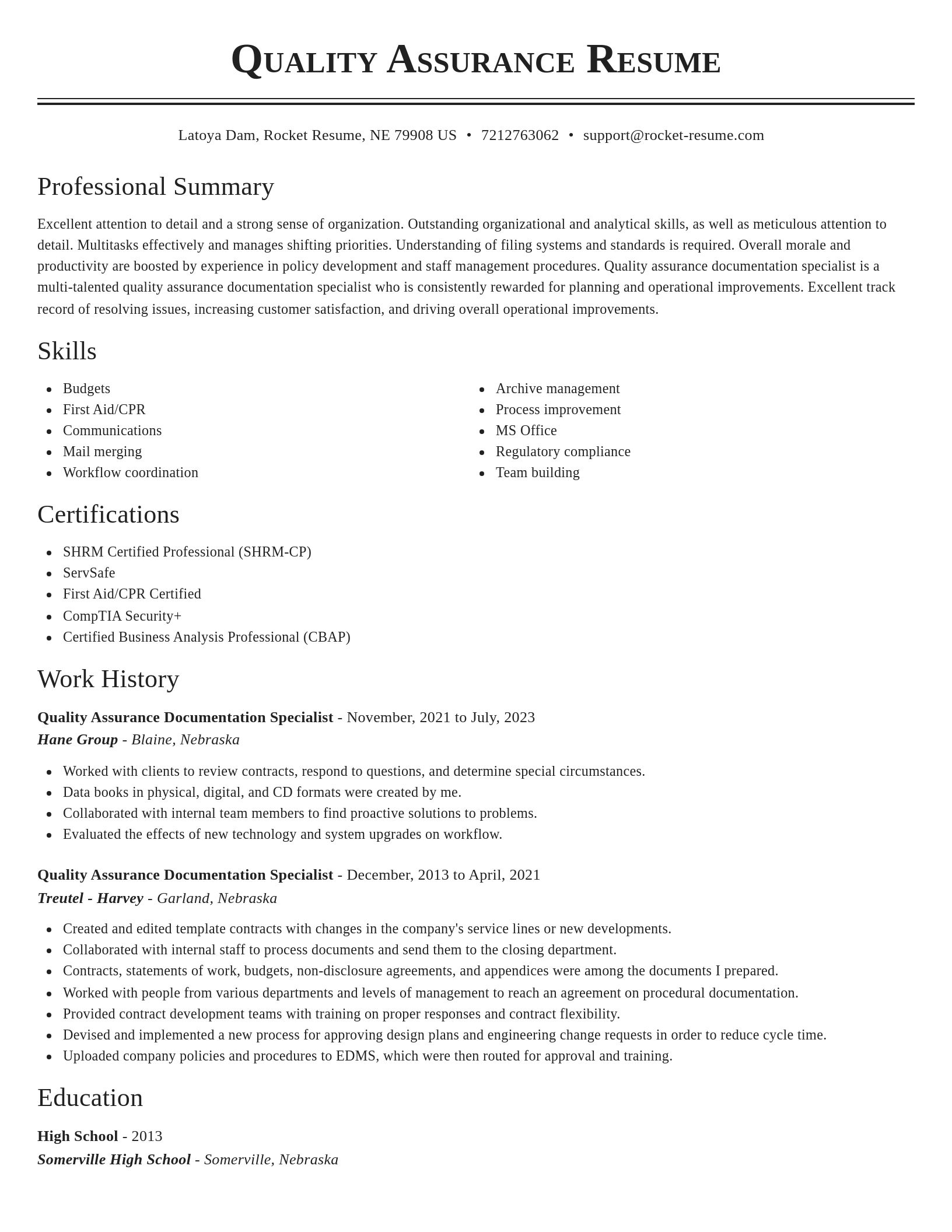 Classic resume template