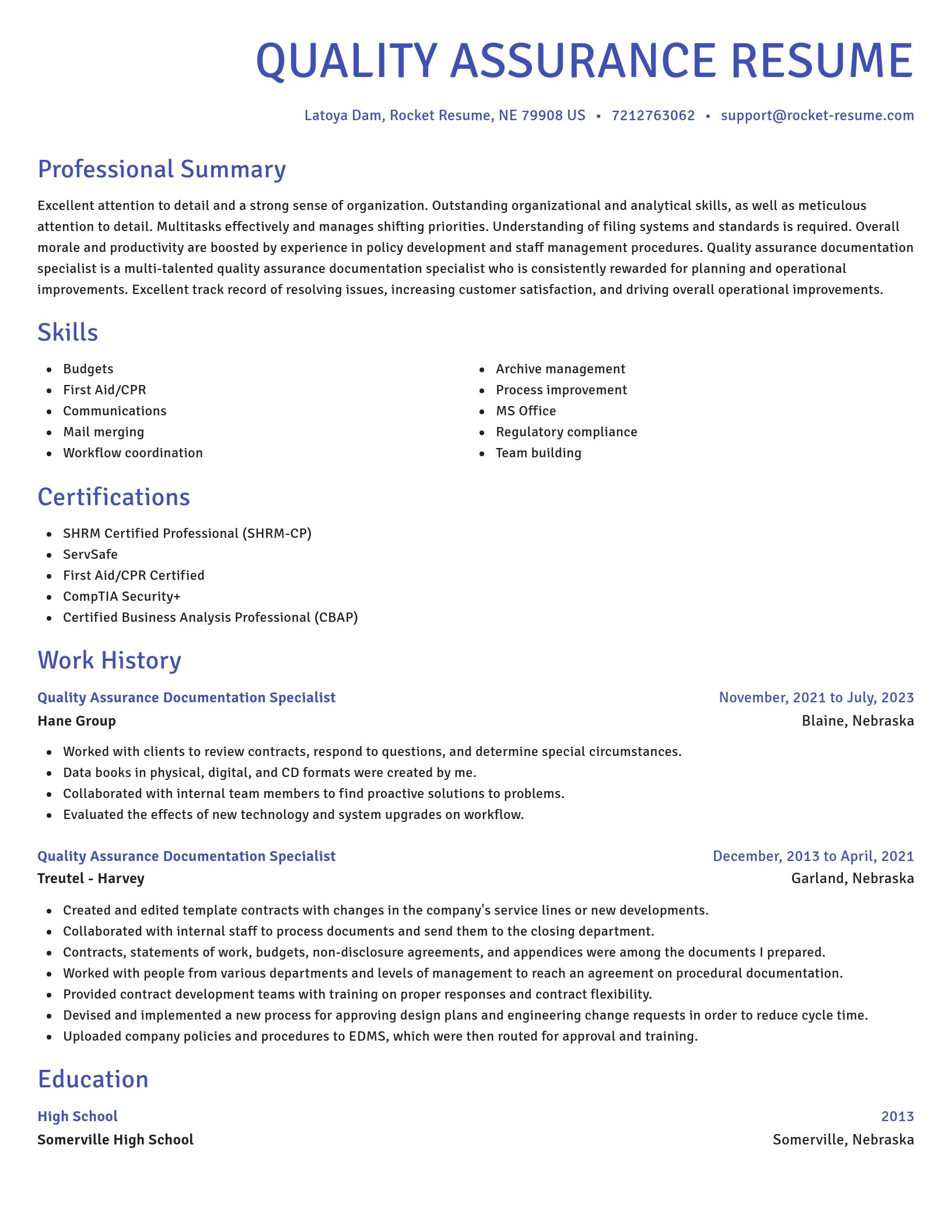 Novel resume template