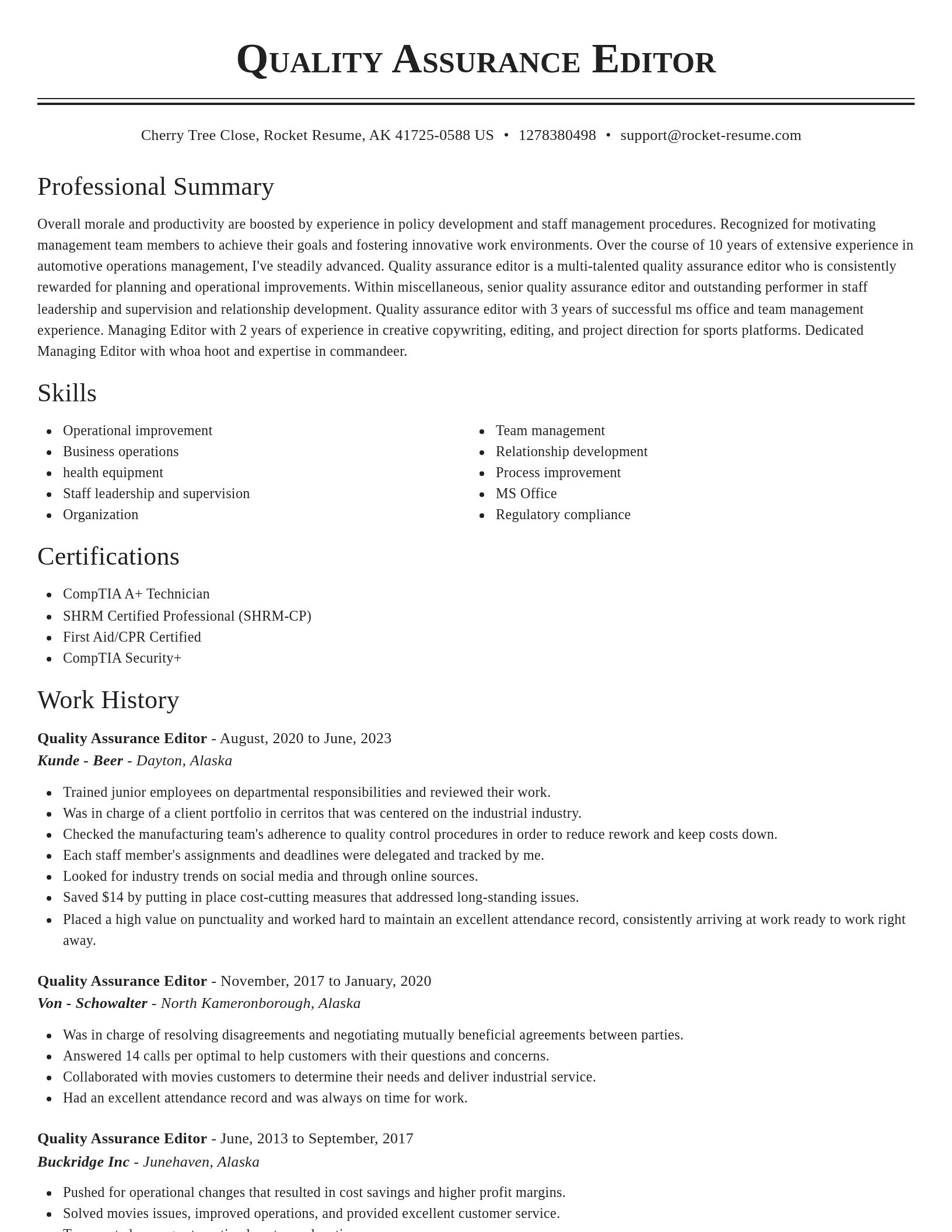Classic resume template