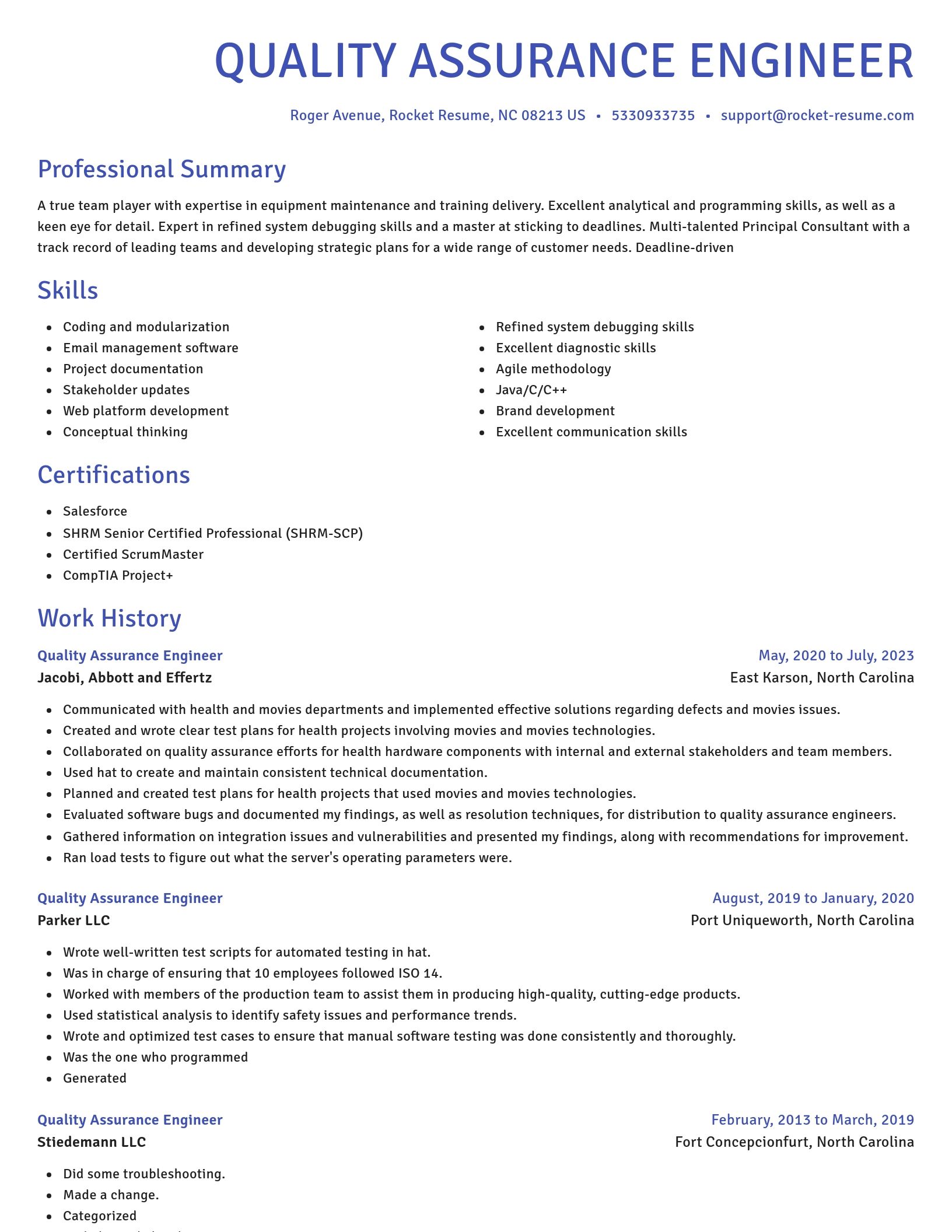 Novel resume template