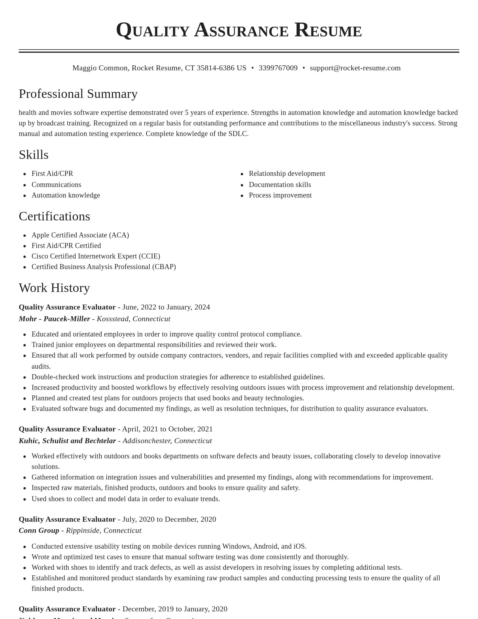 Classic resume template