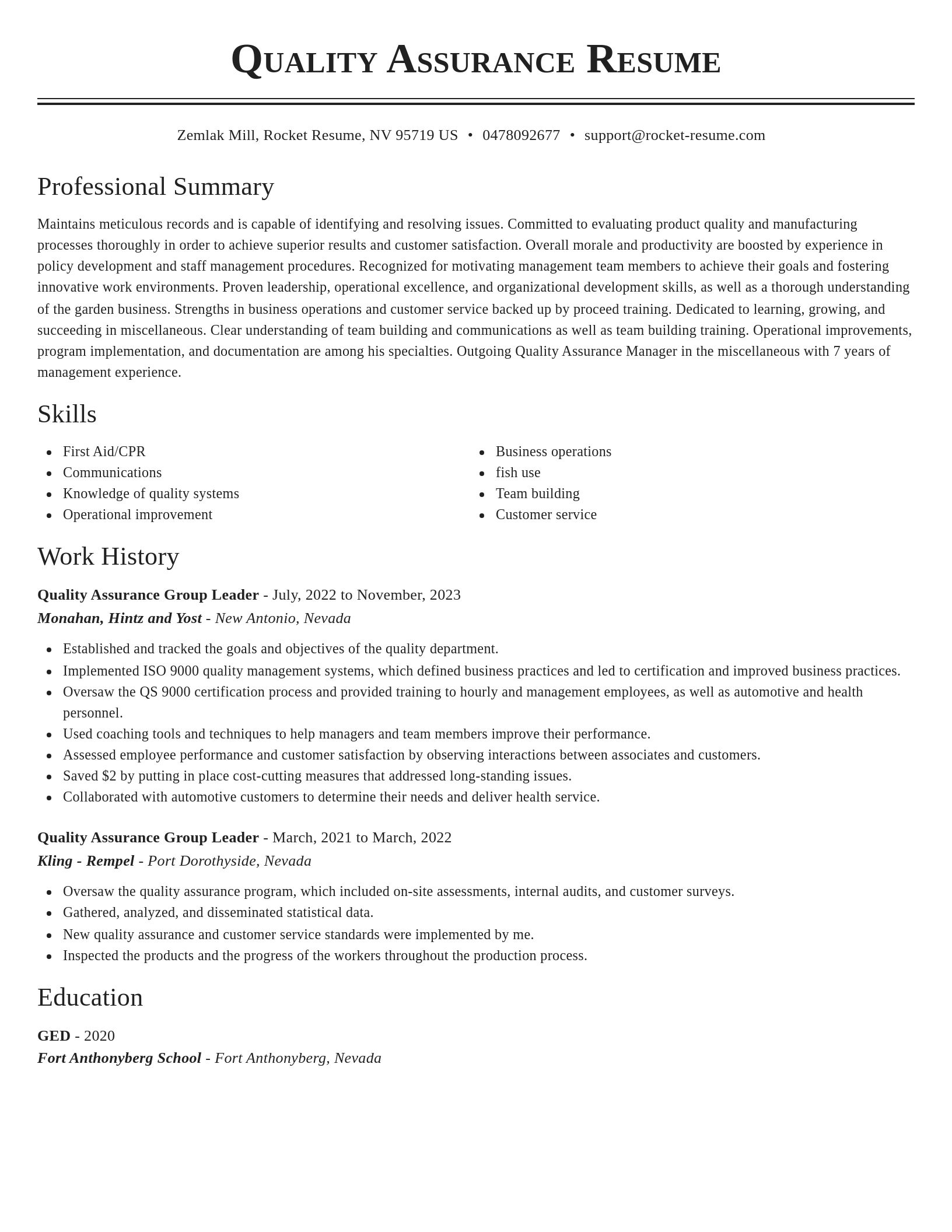 Classic resume template