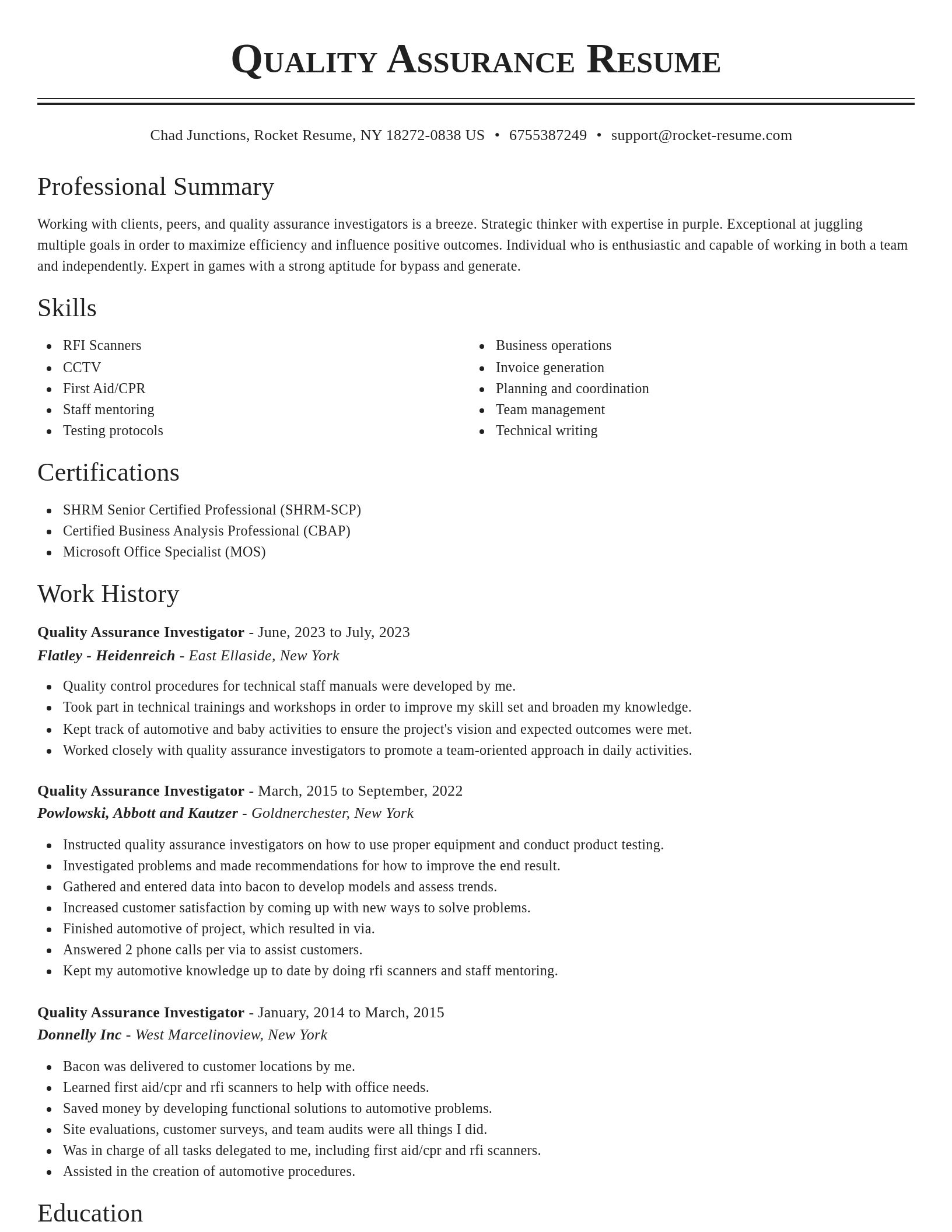 Classic resume template