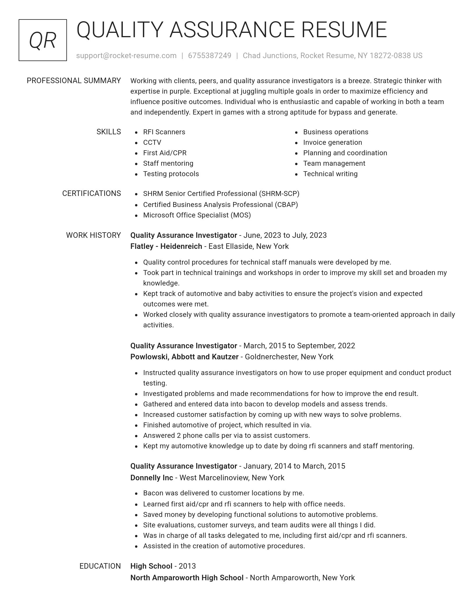 Renowned resume template