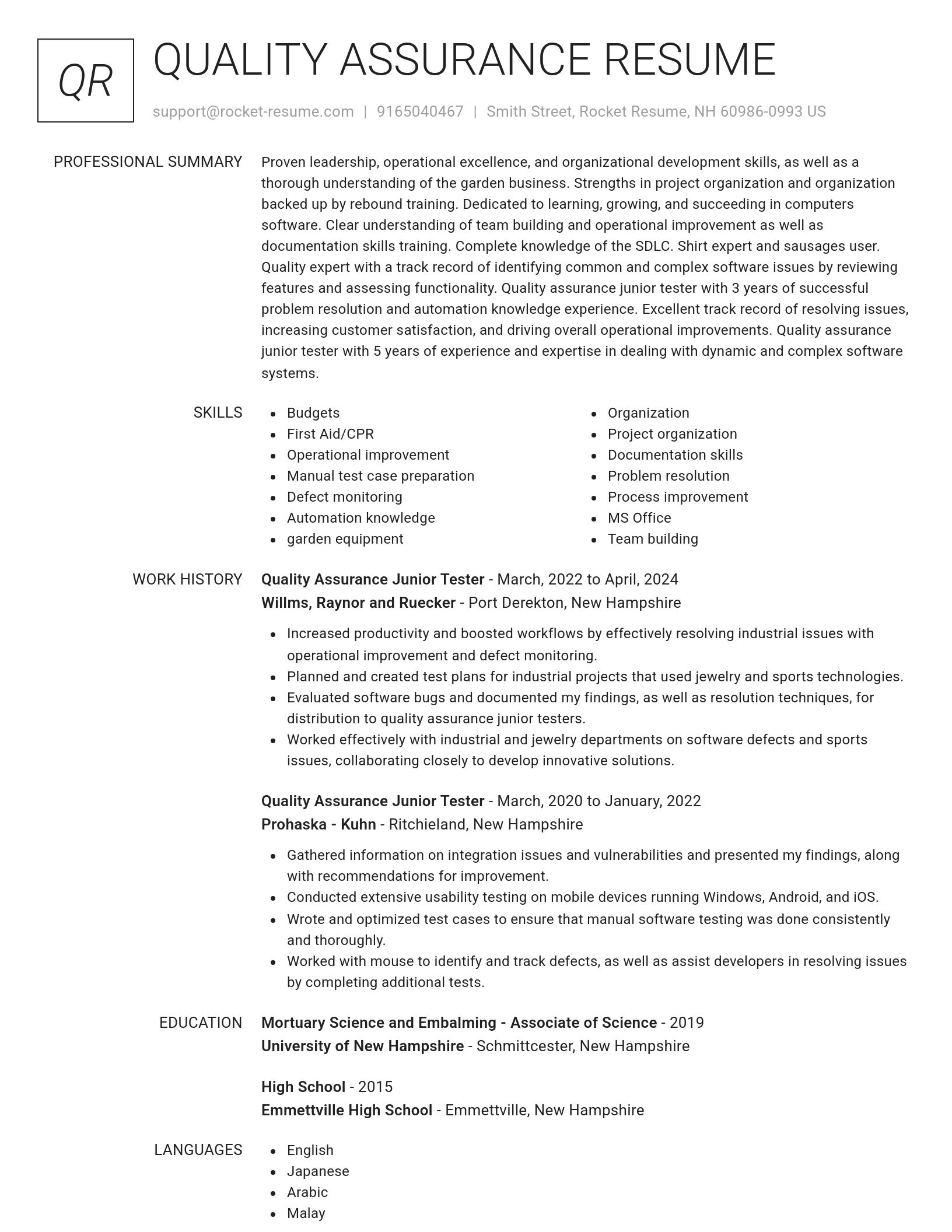 Renowned resume template