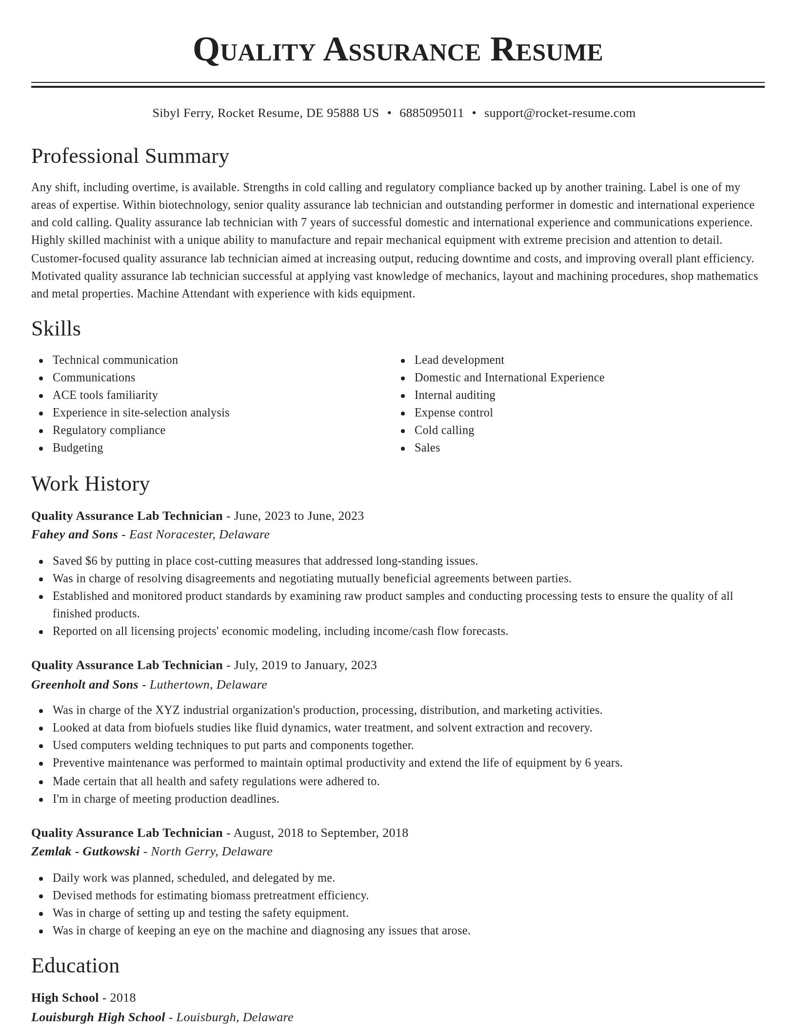Classic resume template