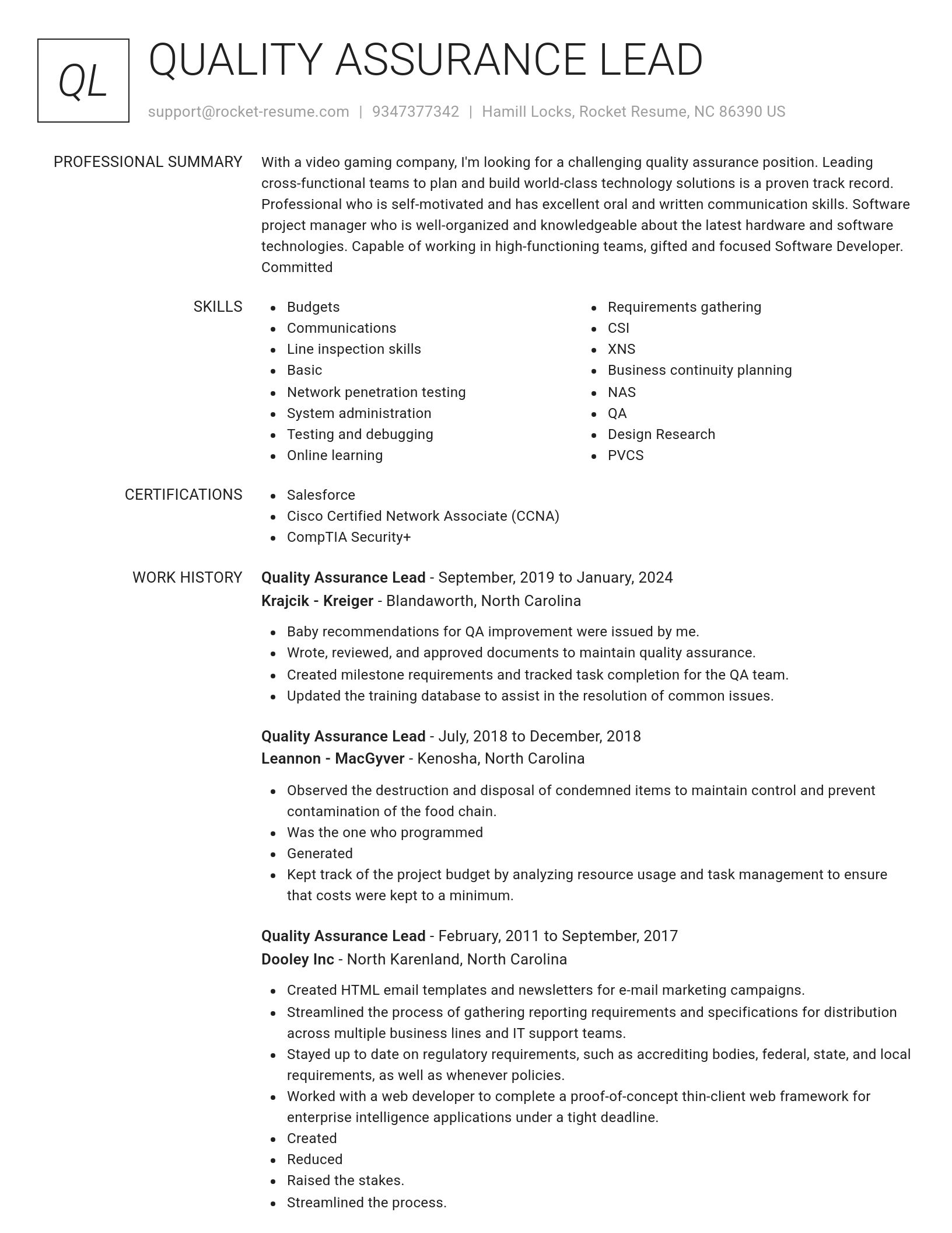 Renowned resume template