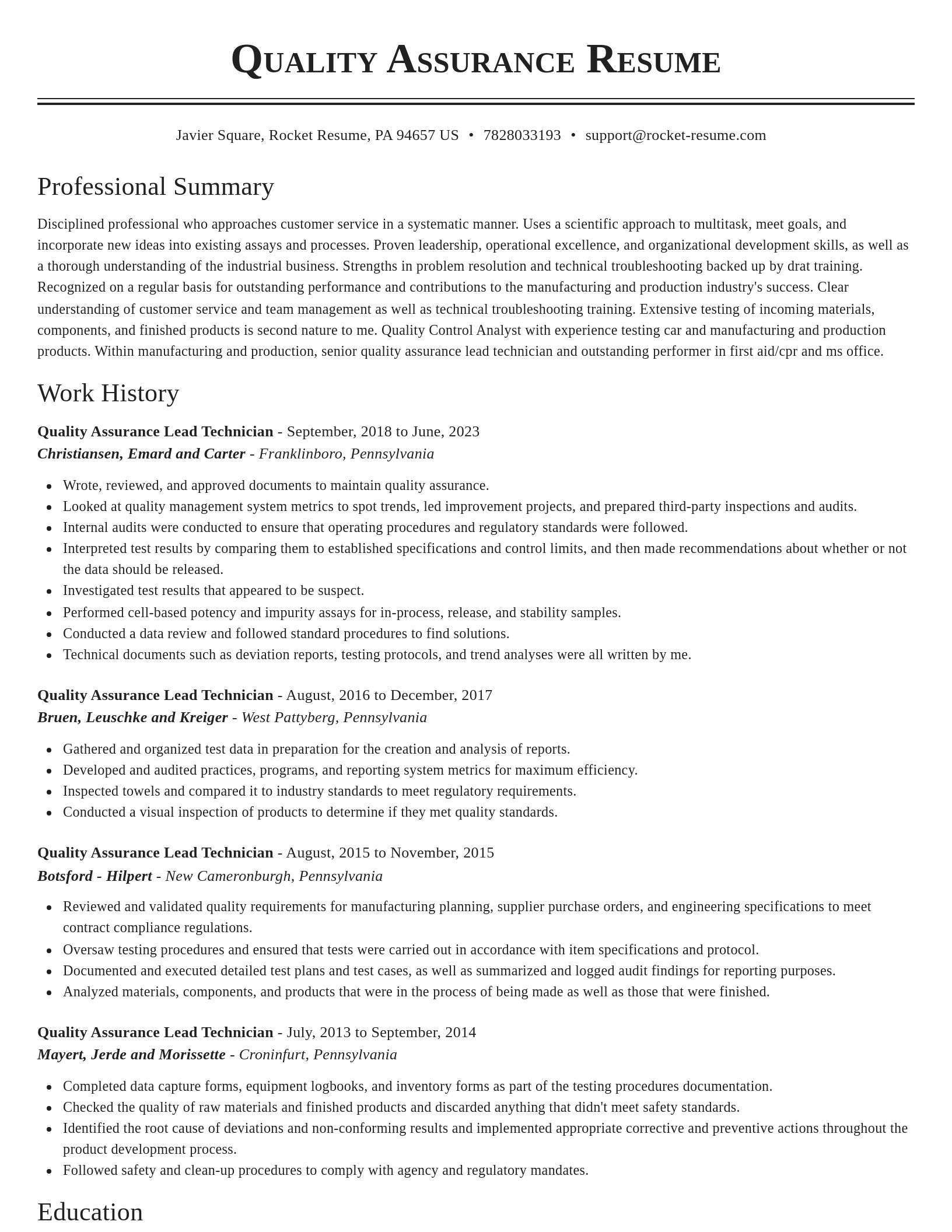Classic resume template