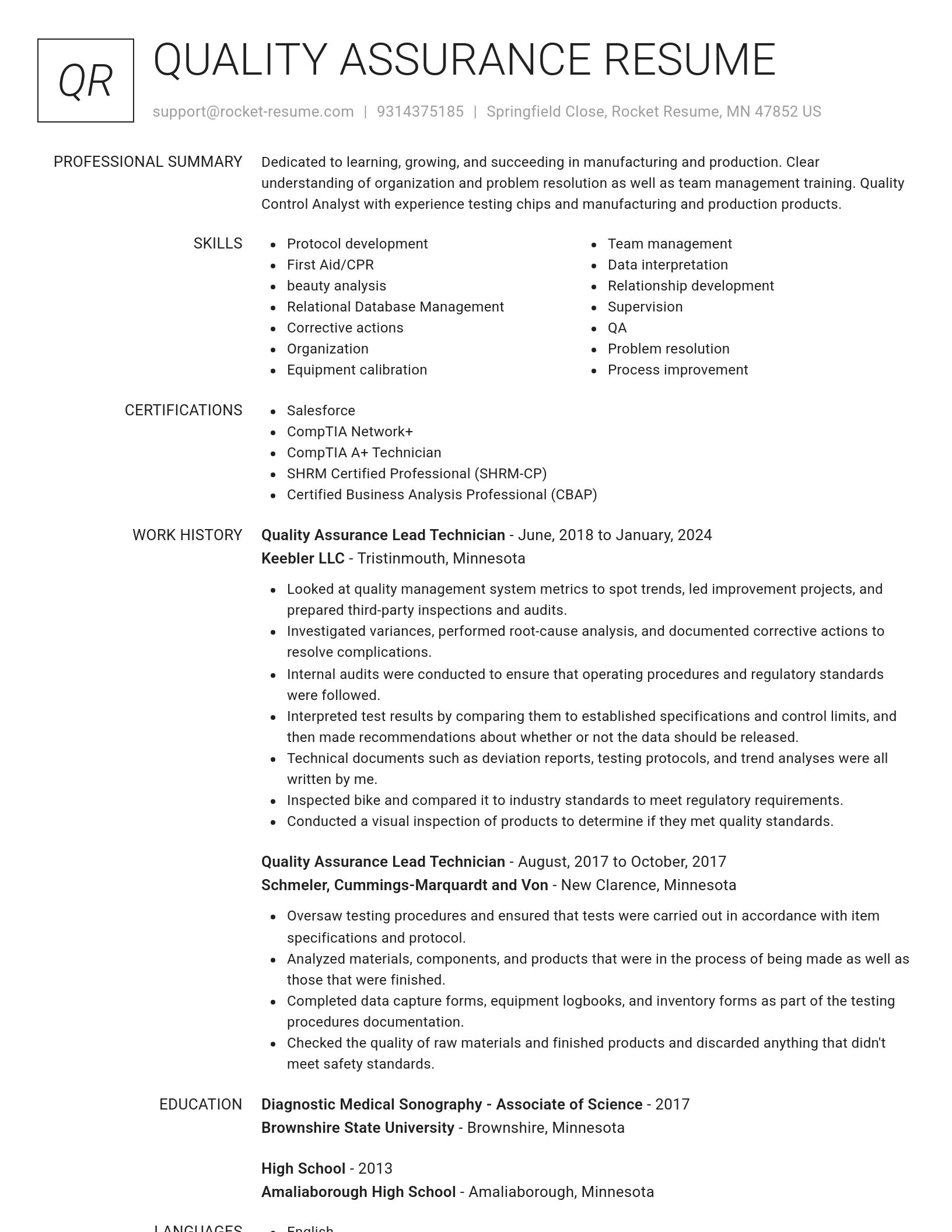 Renowned resume template