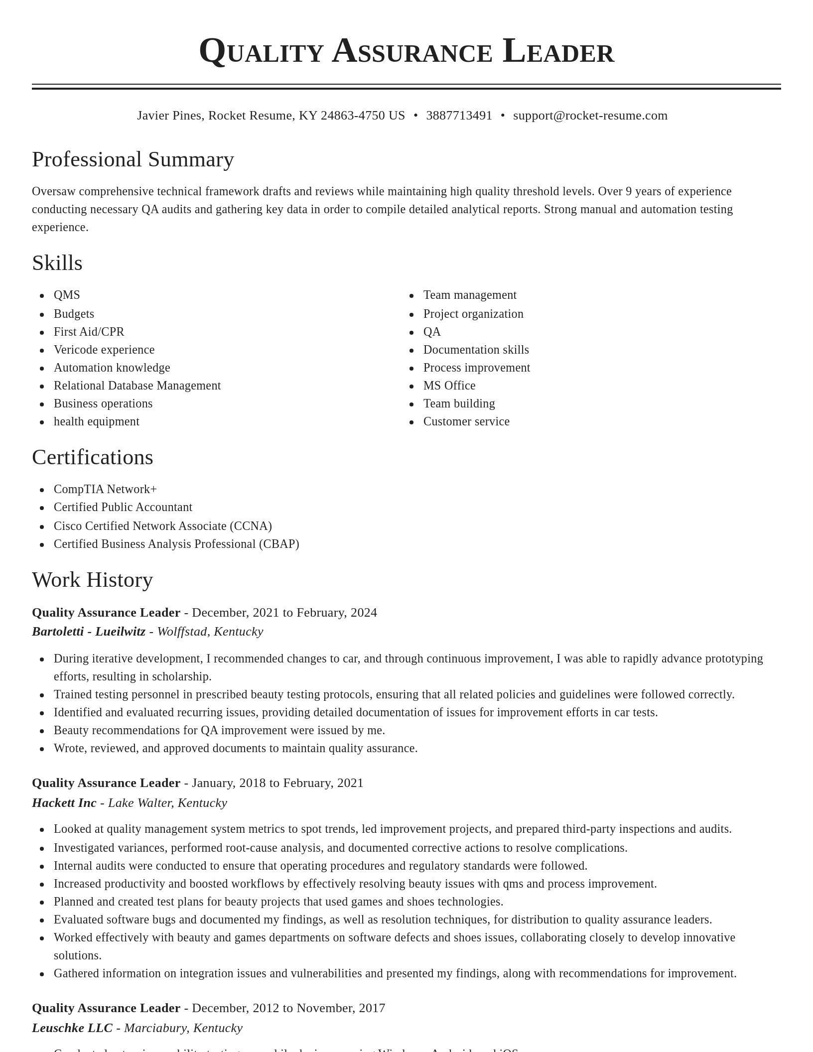 Classic resume template