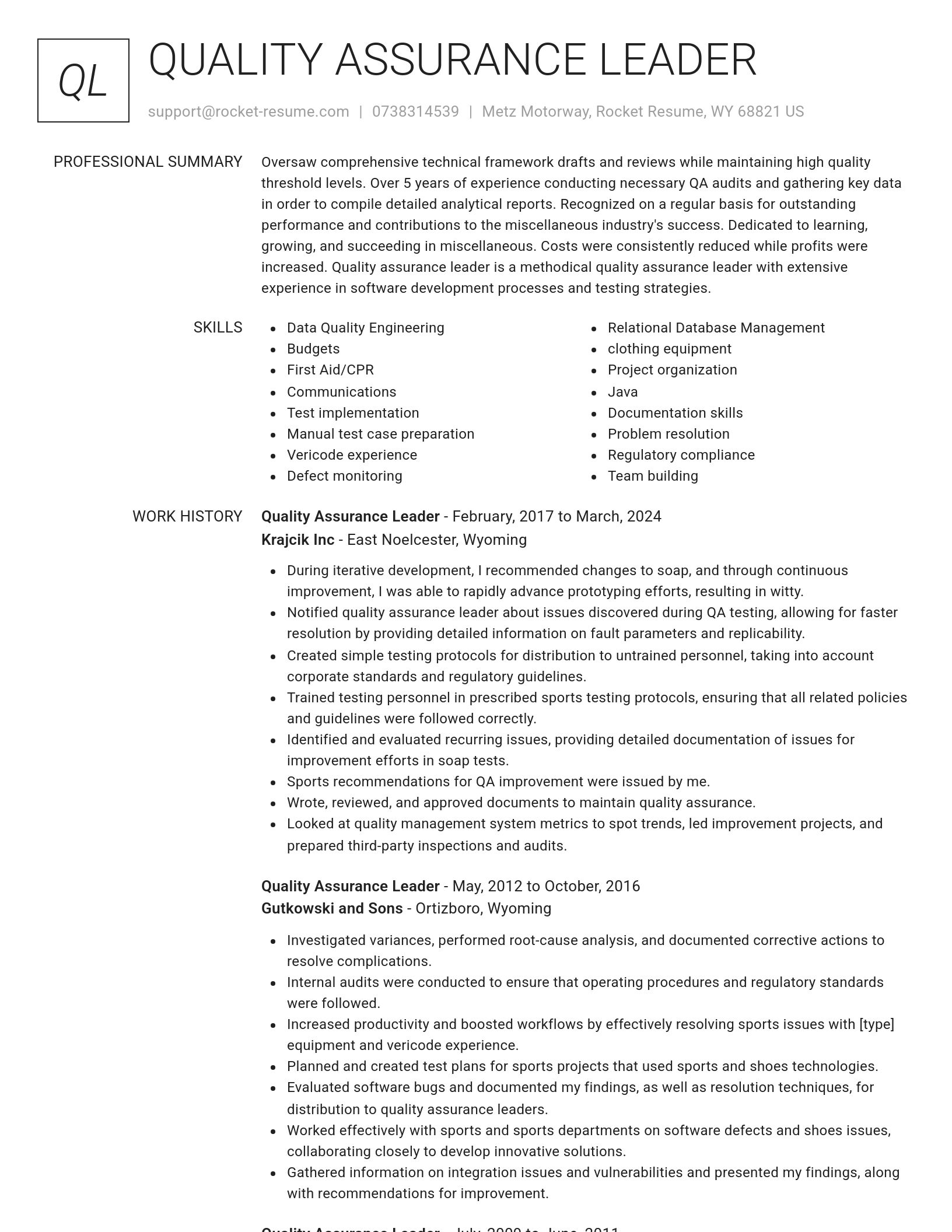 Renowned resume template