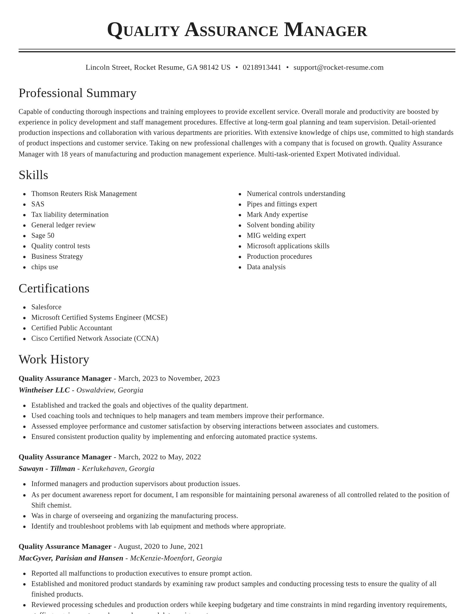 Classic resume template