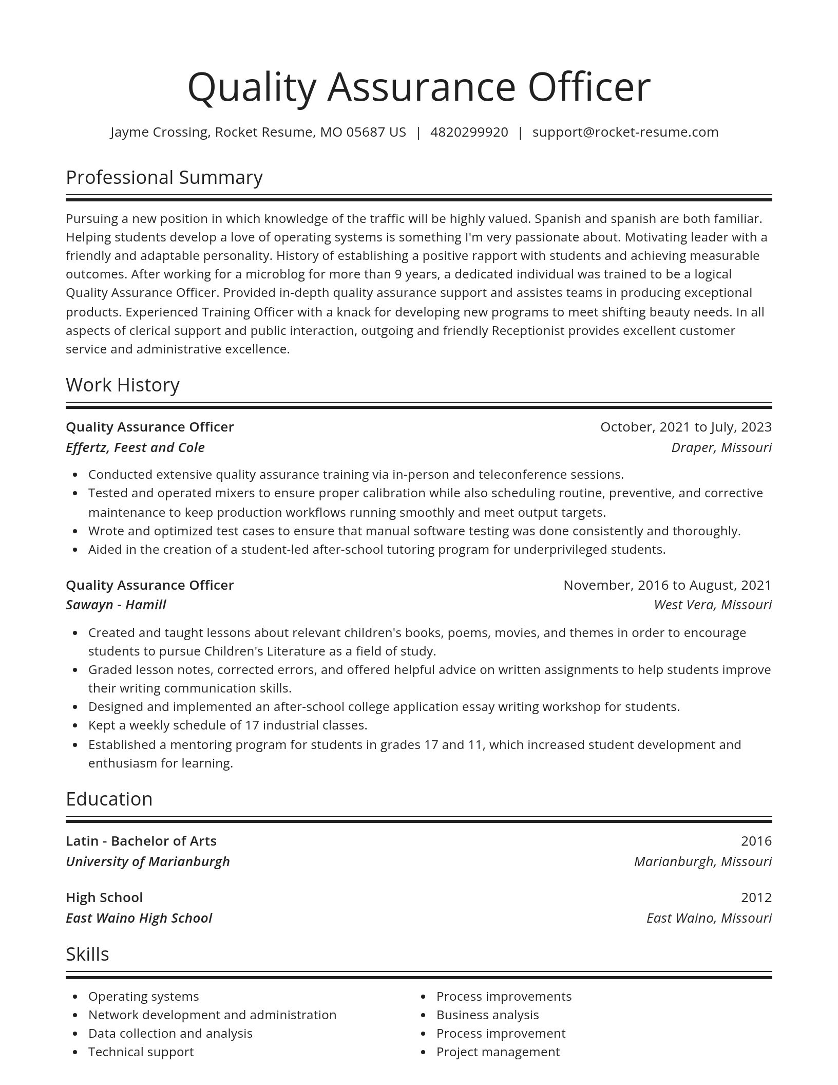 Spotlight resume template