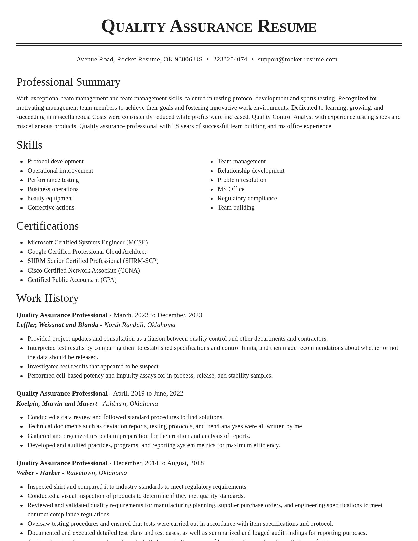 Classic resume template