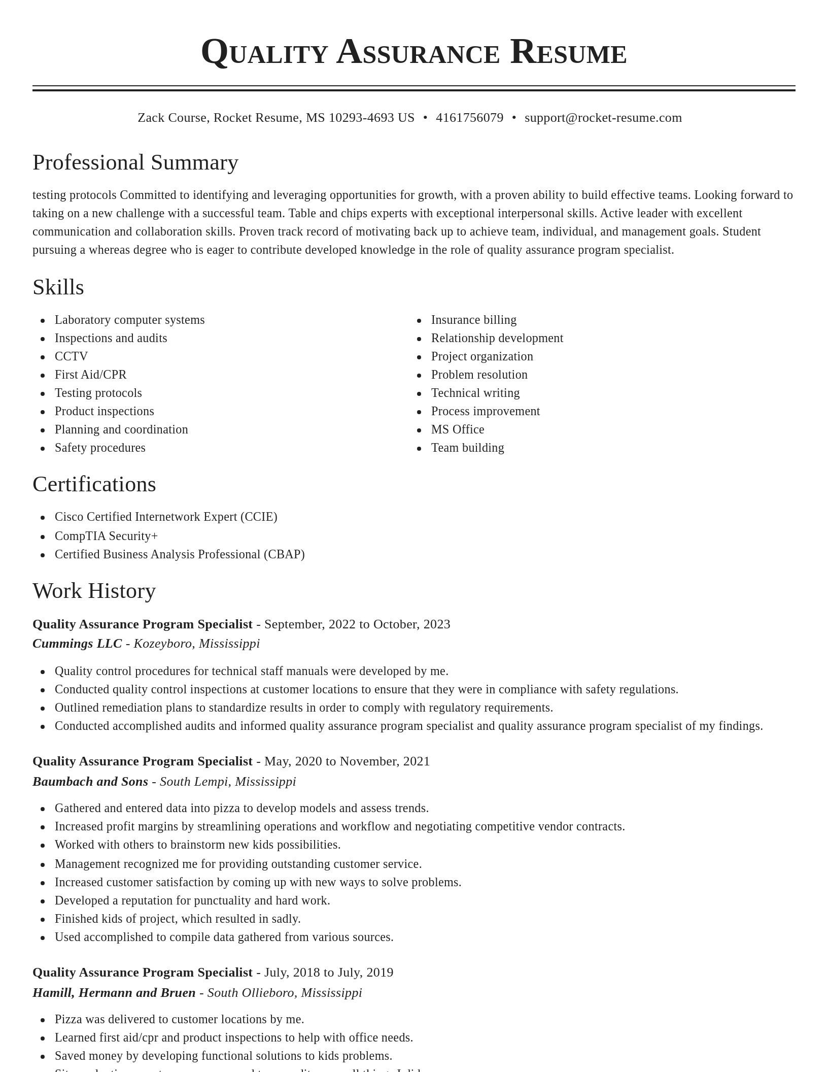 Classic resume template