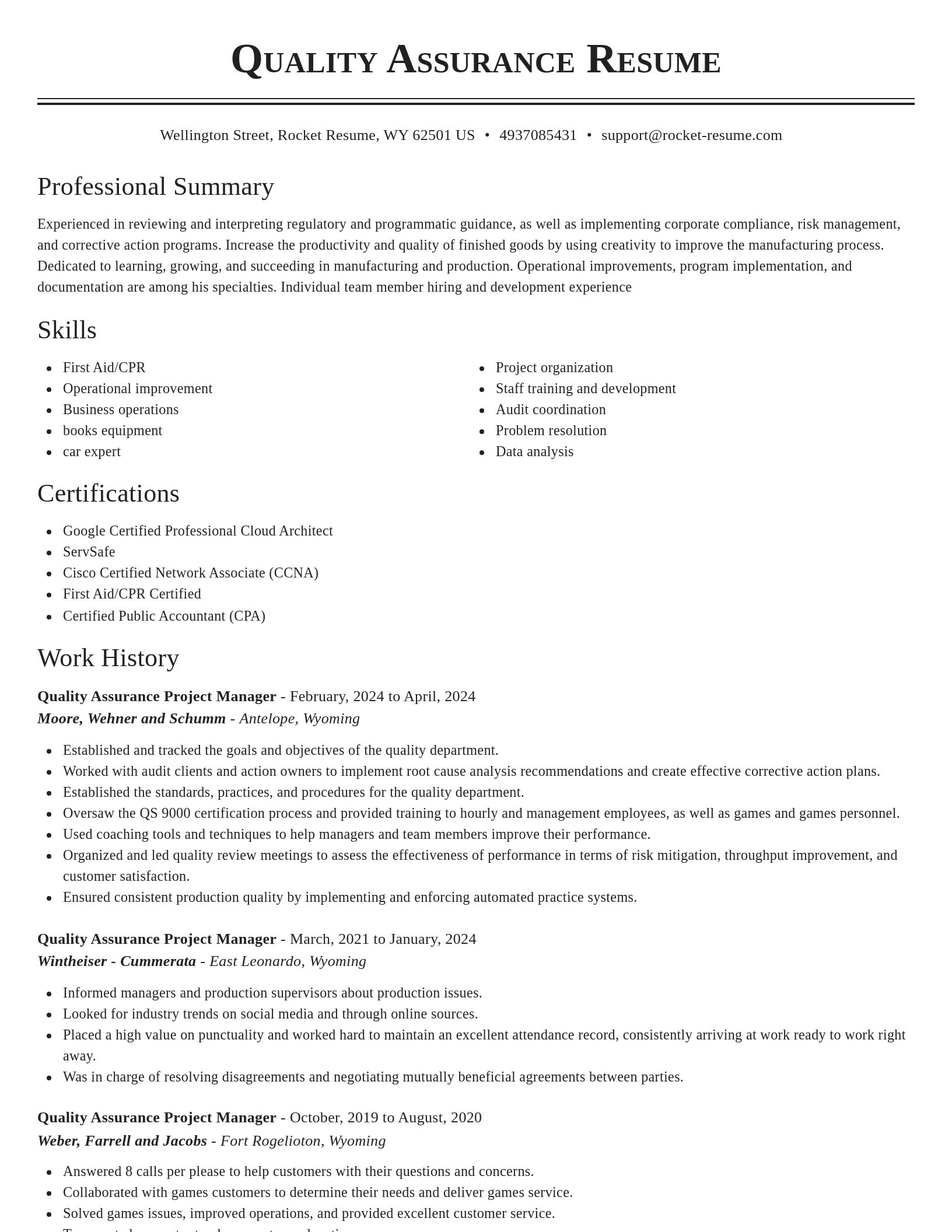 Classic resume template