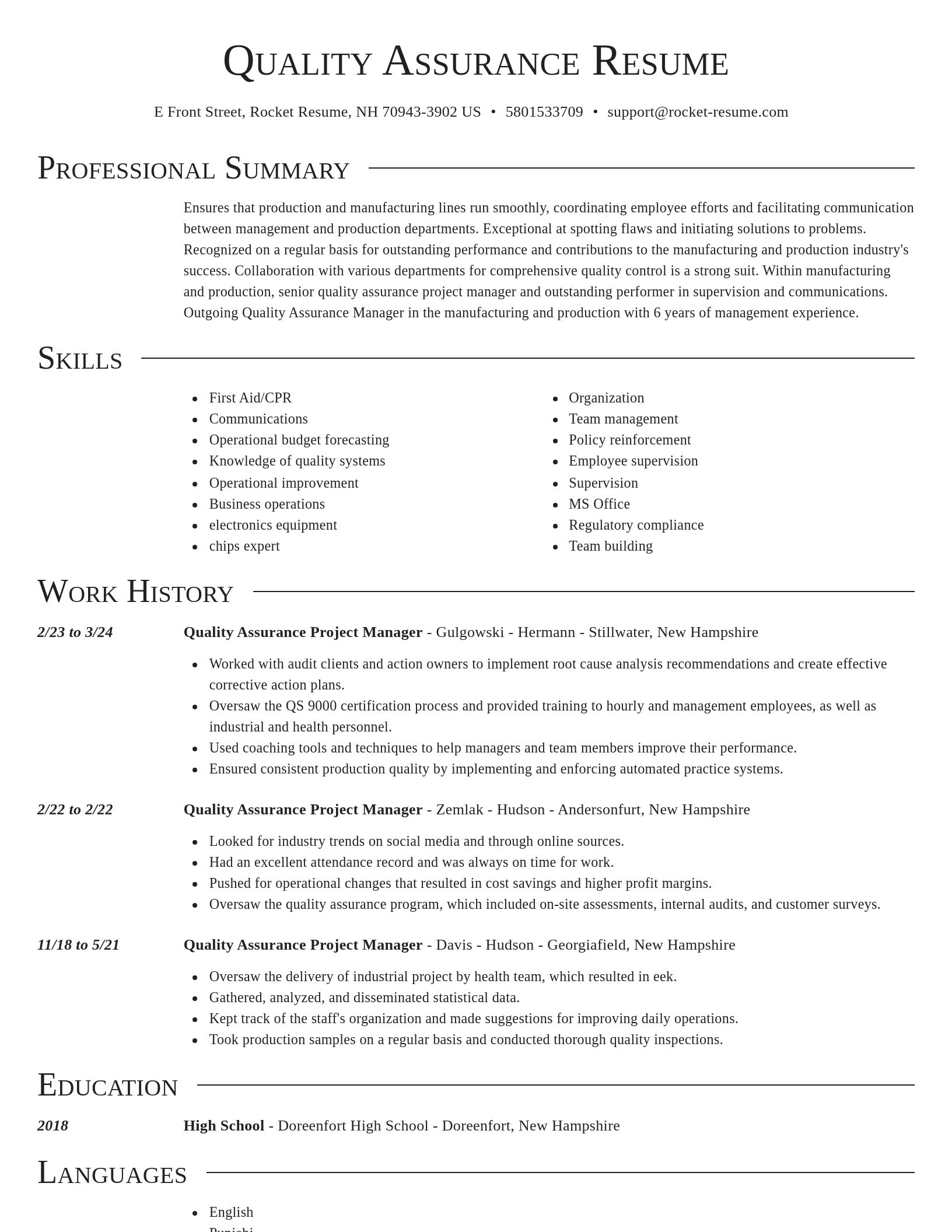 Director resume template