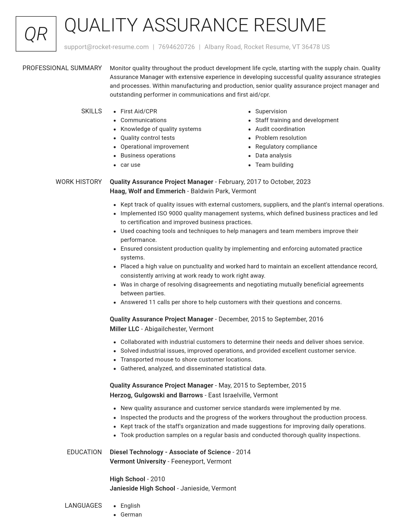 Renowned resume template