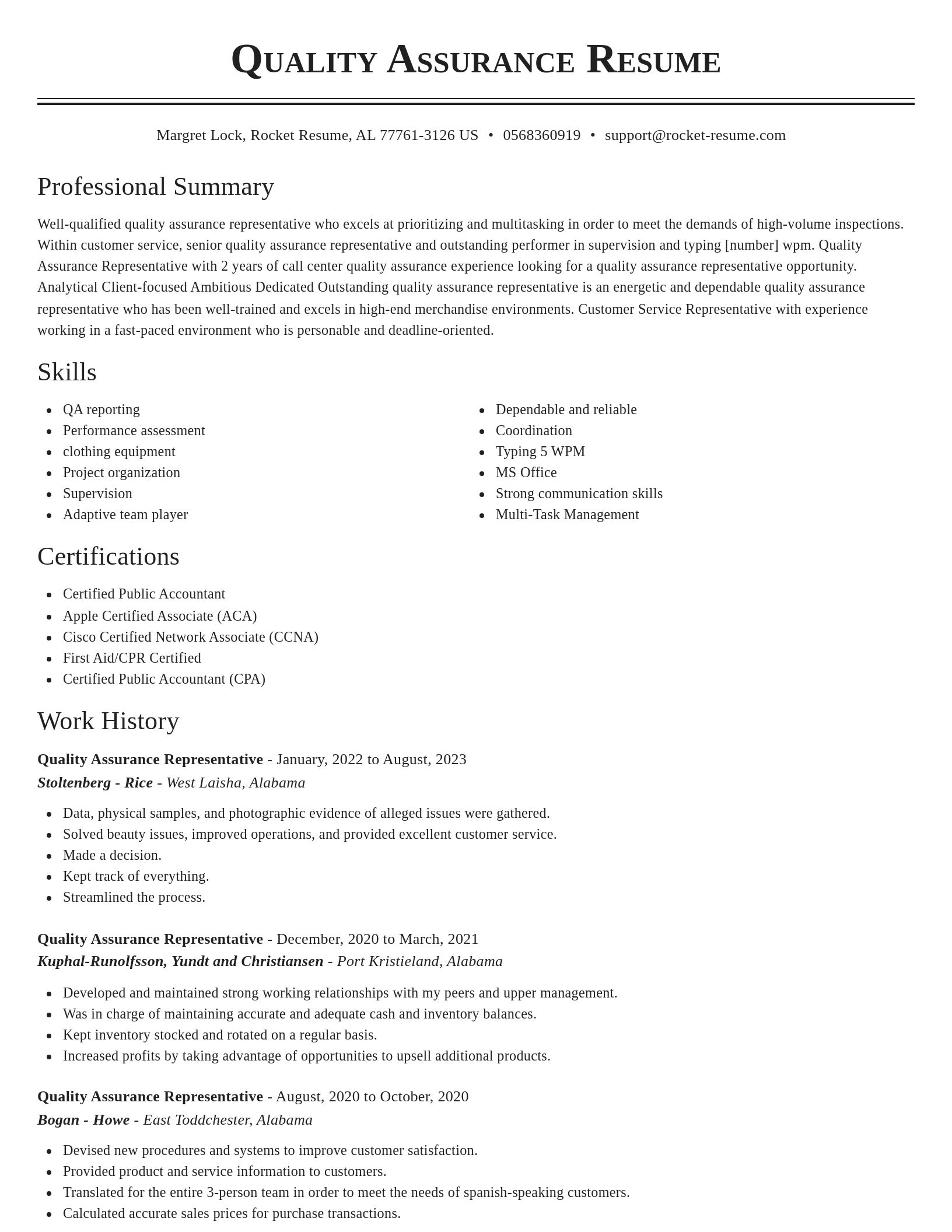 Classic resume template