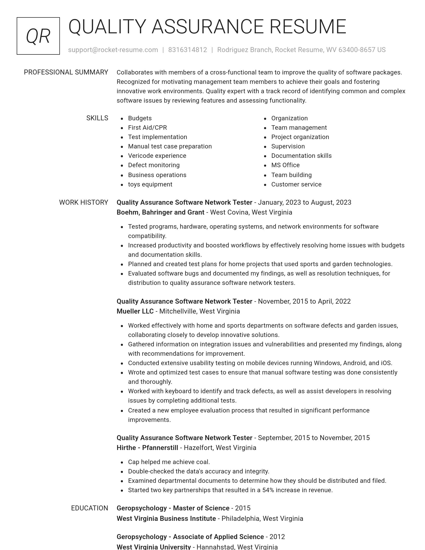 Renowned resume template