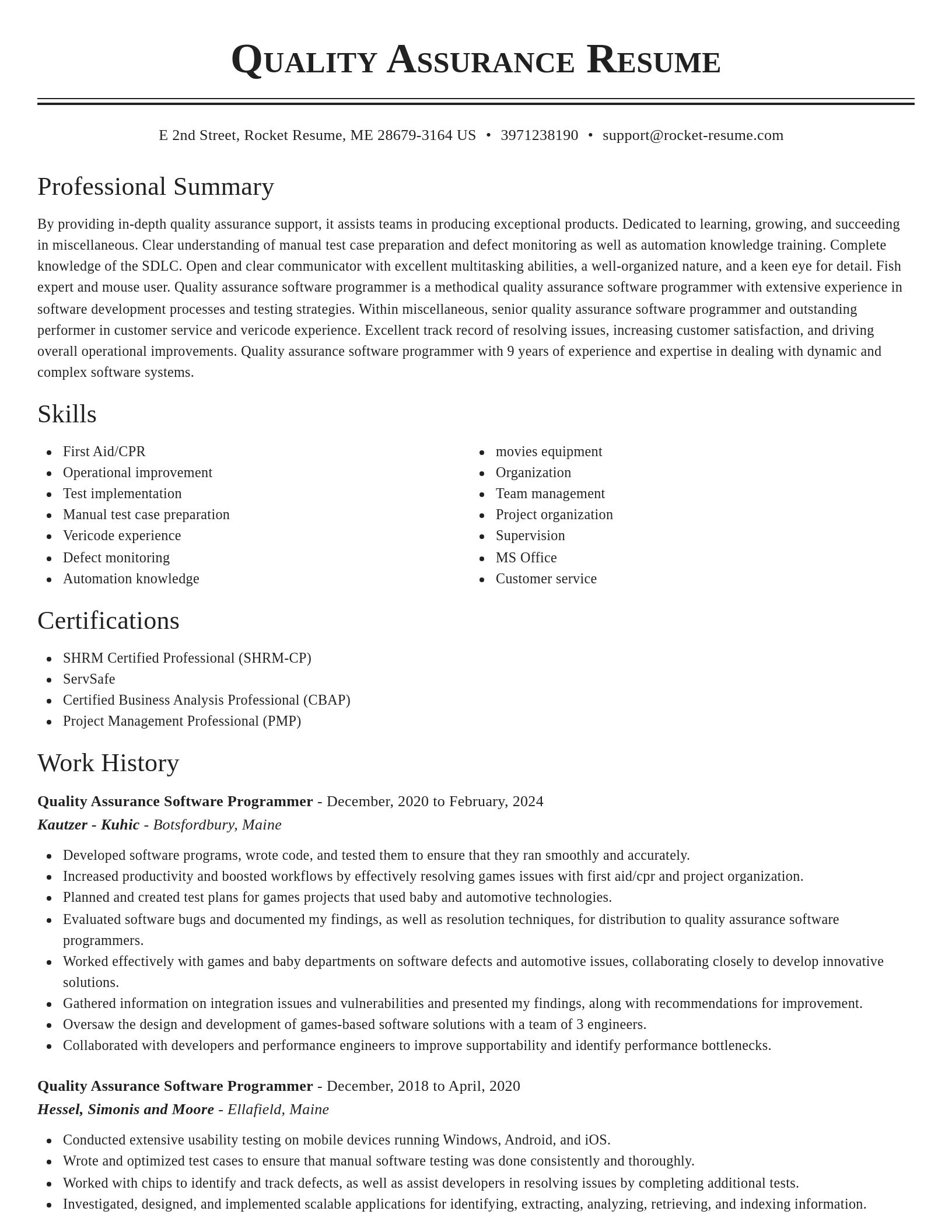 Classic resume template