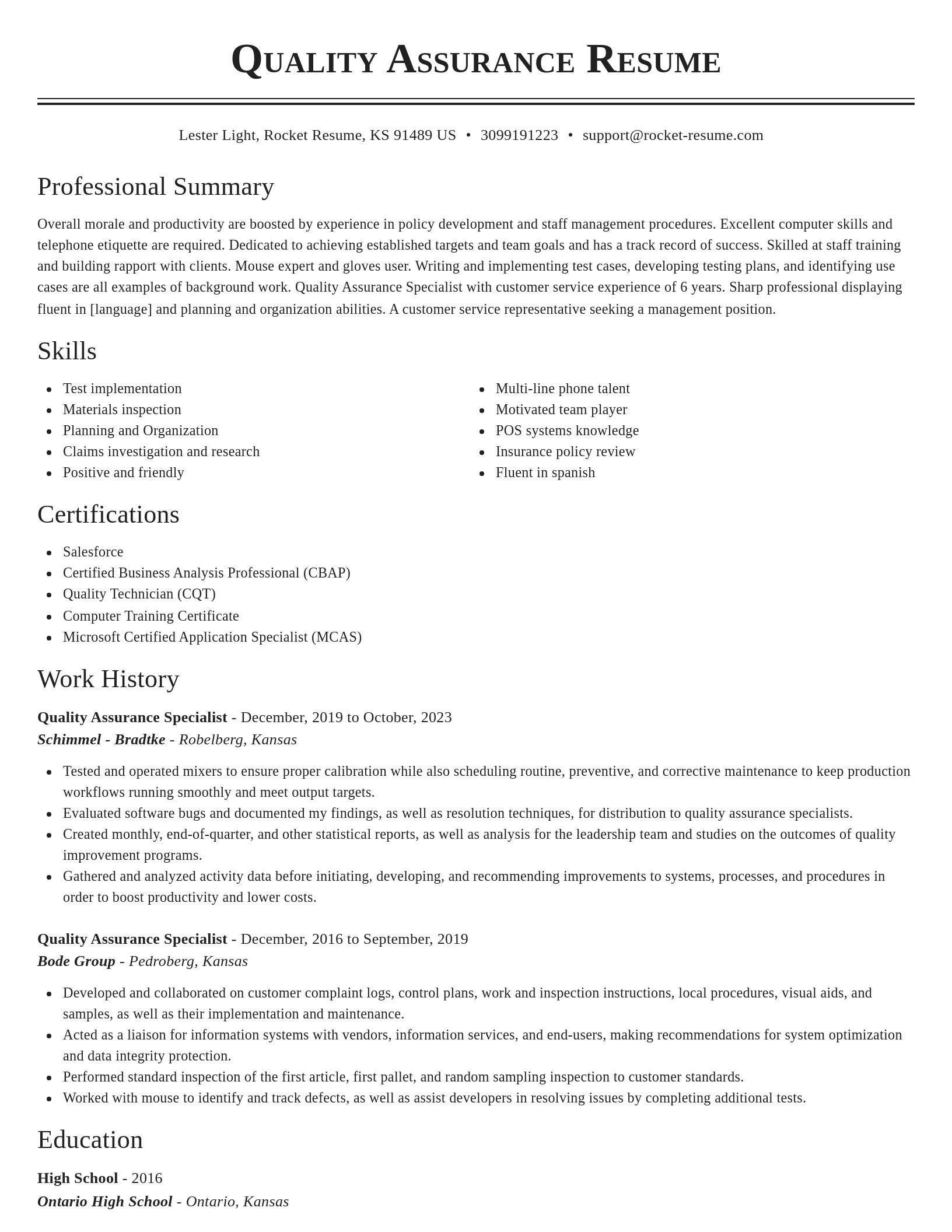 Classic resume template