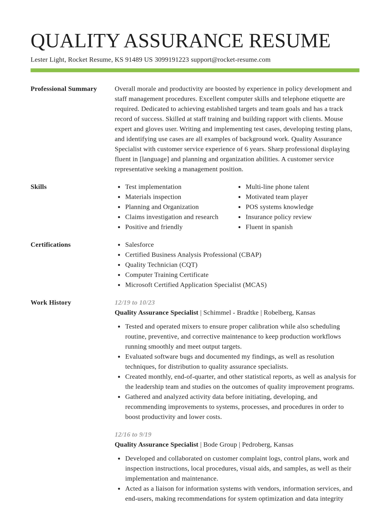 Smart resume template