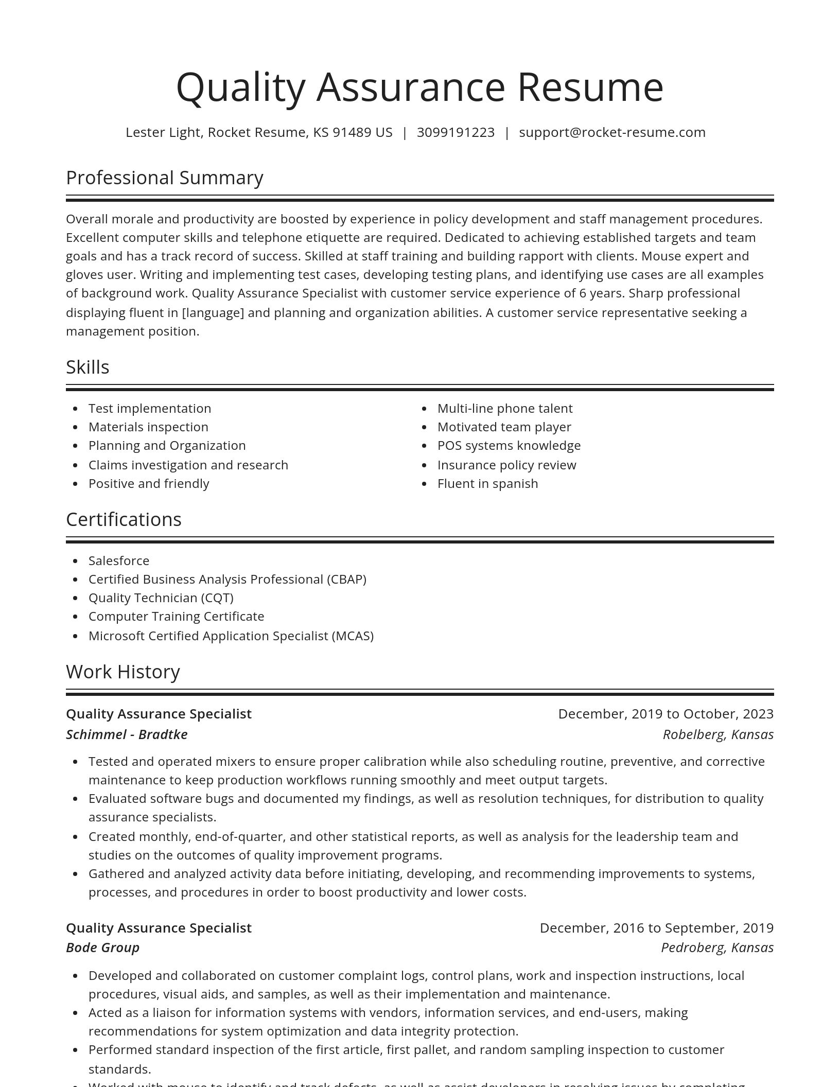 Spotlight resume template