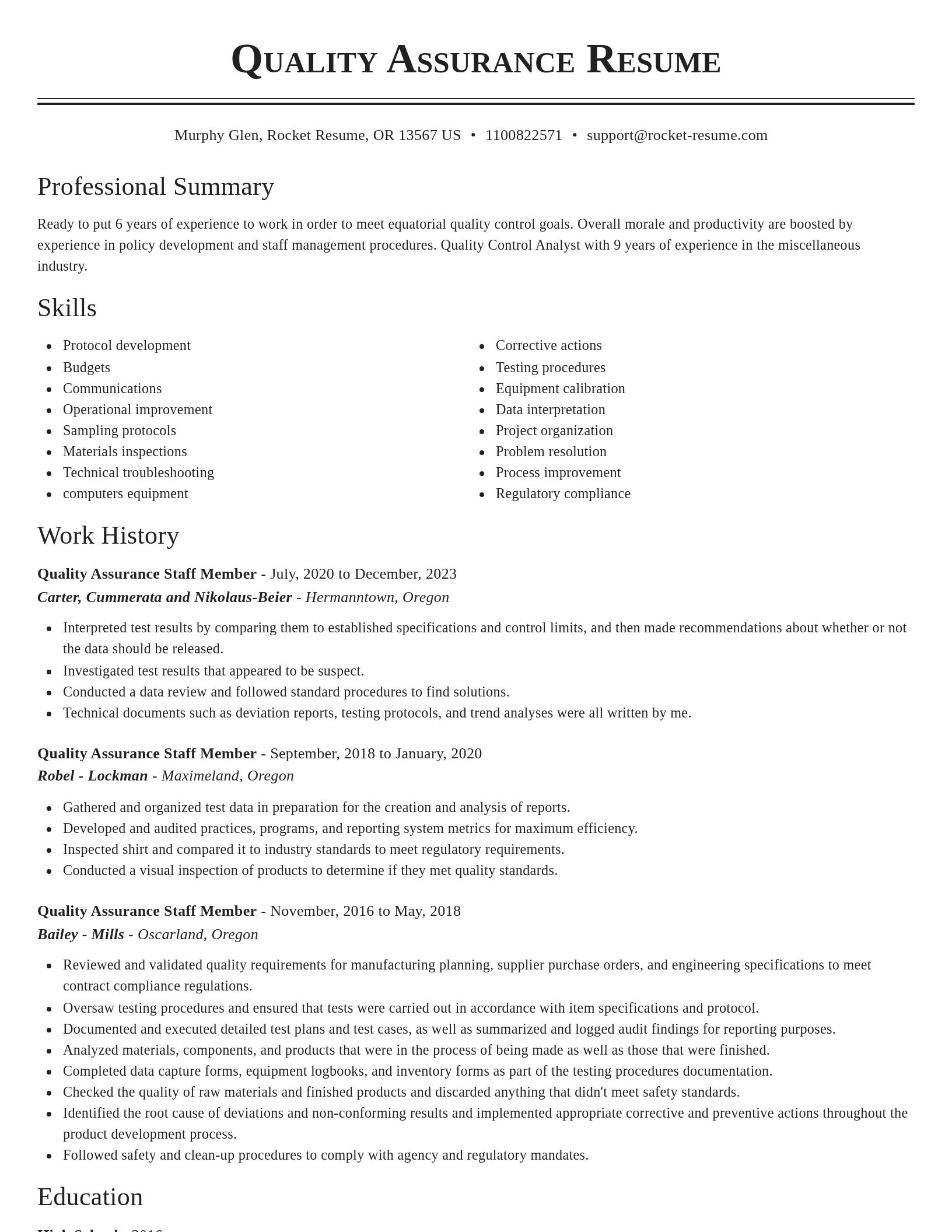 Classic resume template