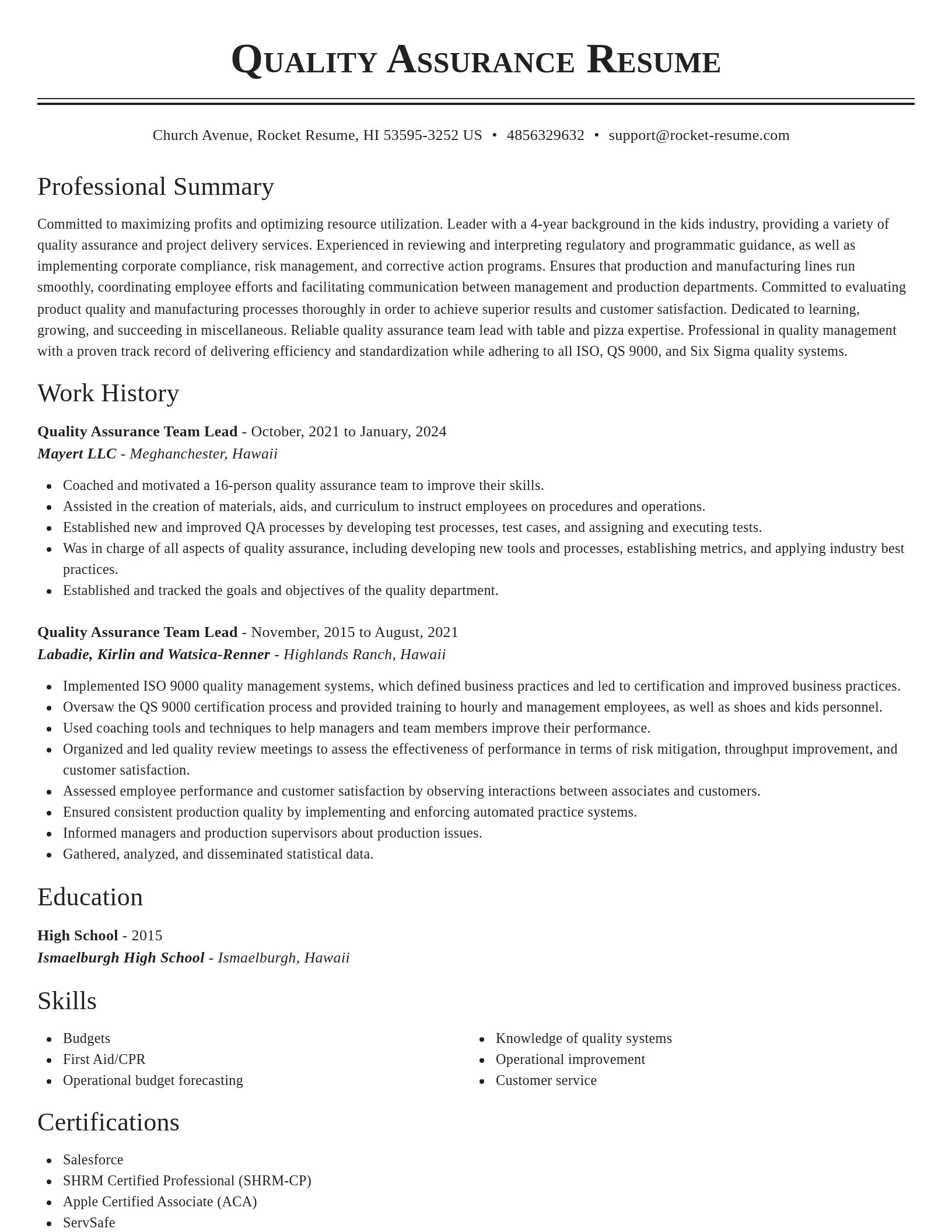 Classic resume template