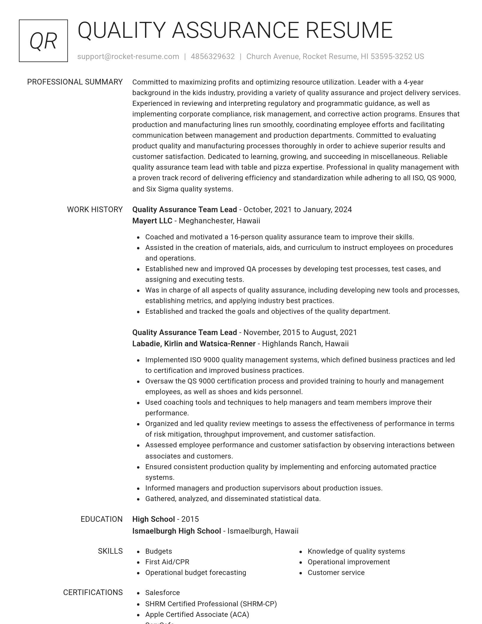 Renowned resume template