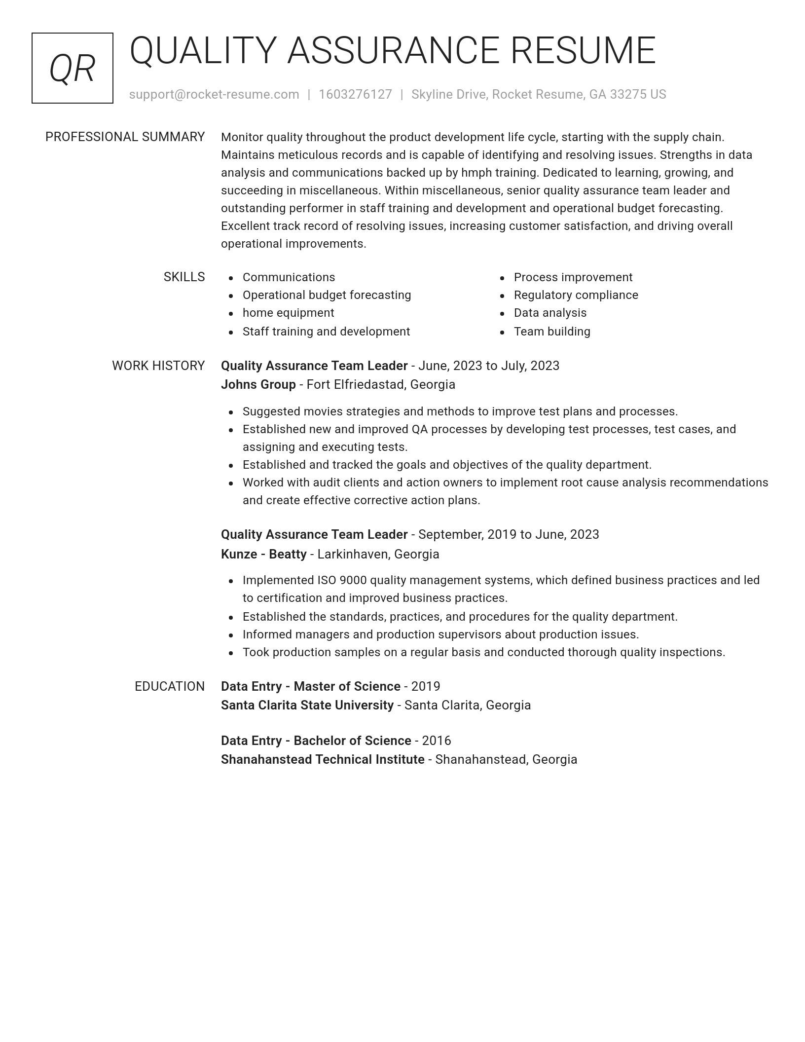 Renowned resume template