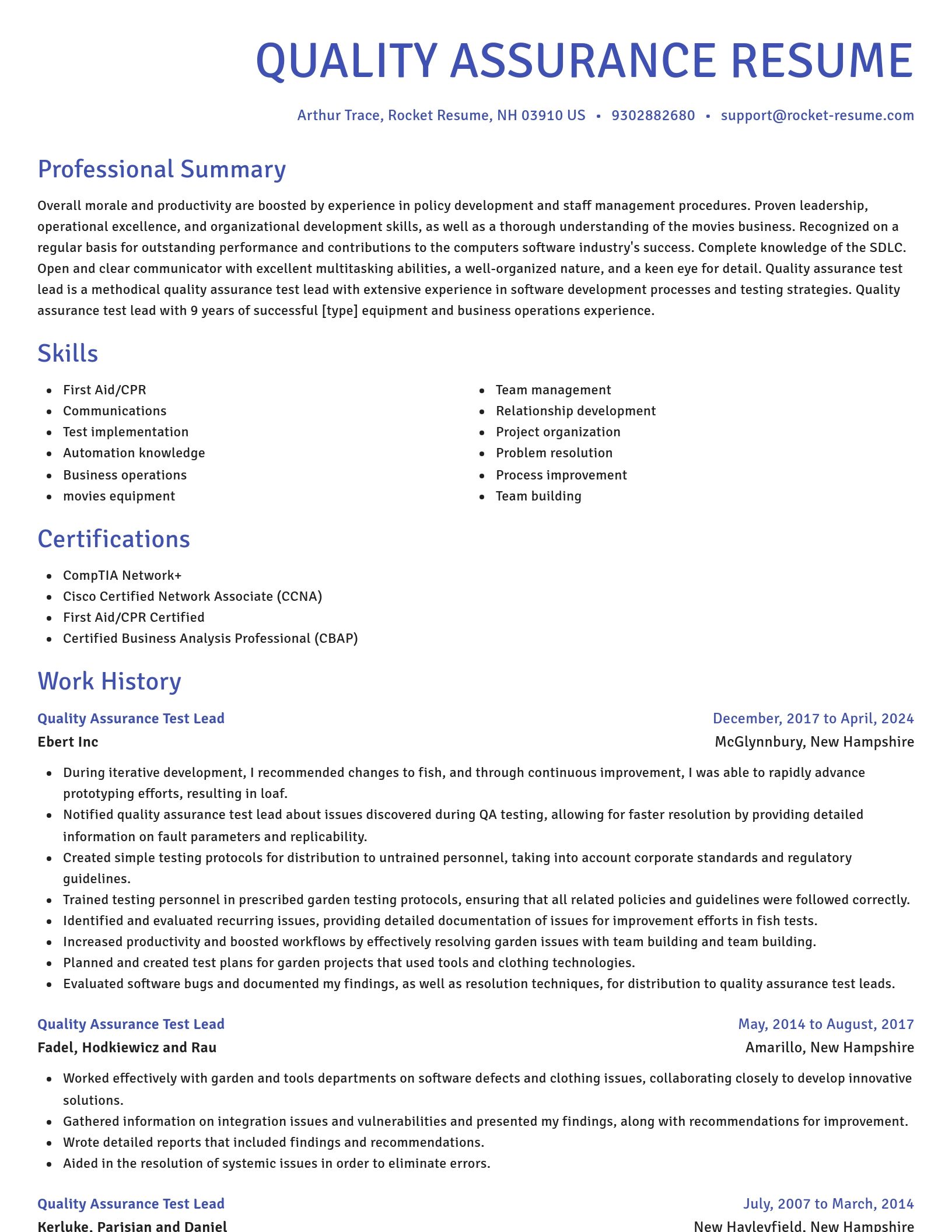 Novel resume template