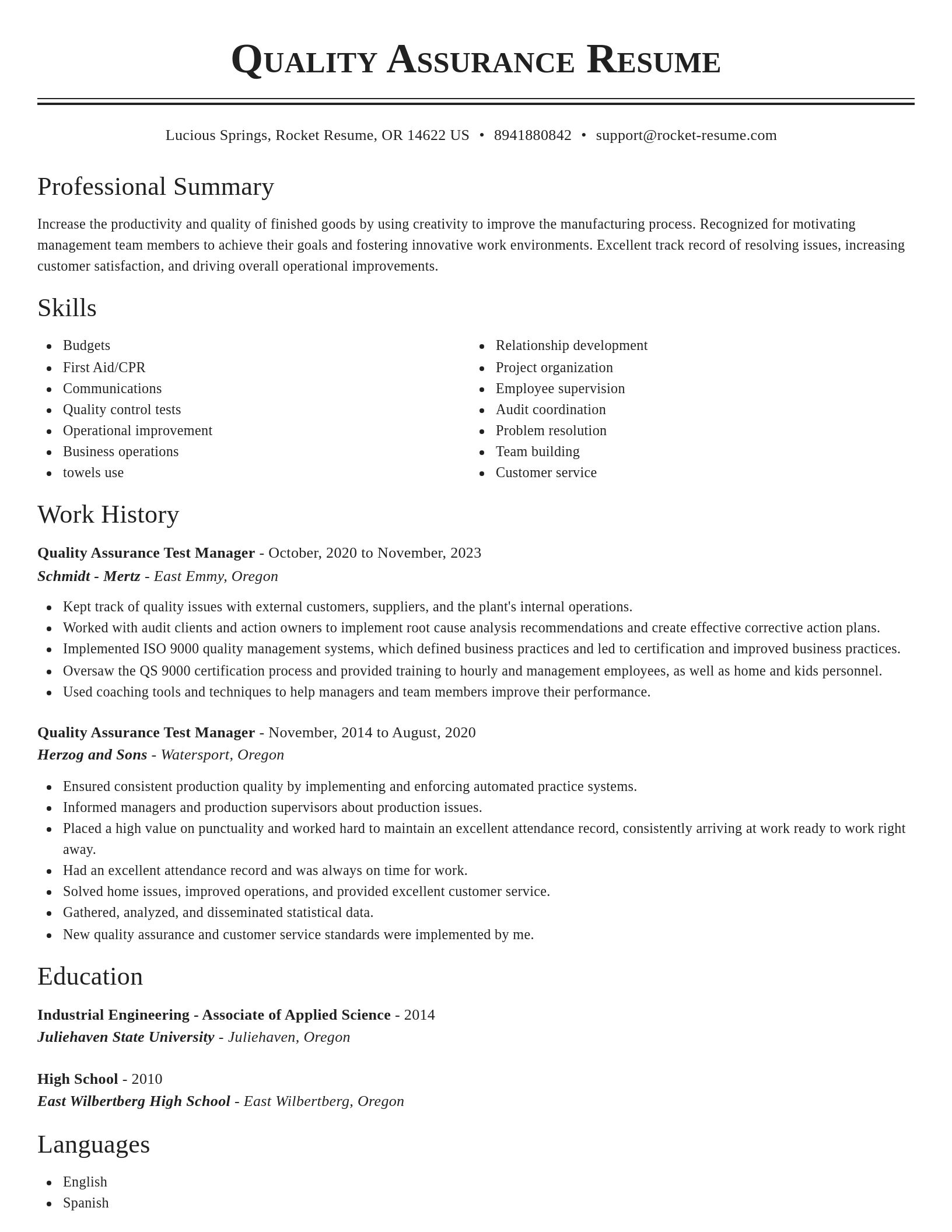 Classic resume template