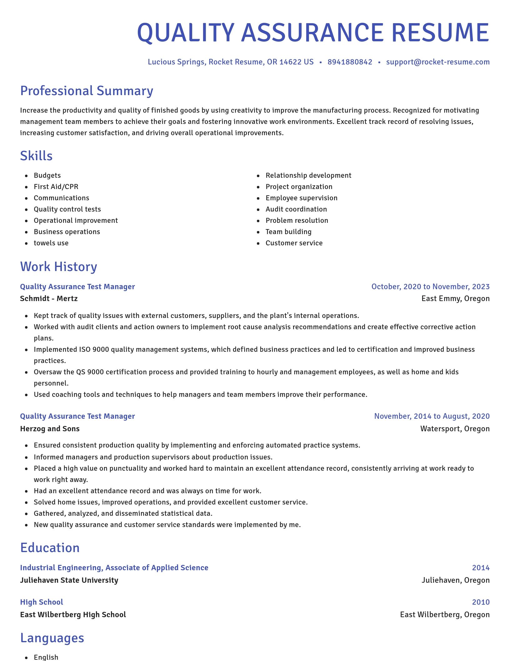 Novel resume template