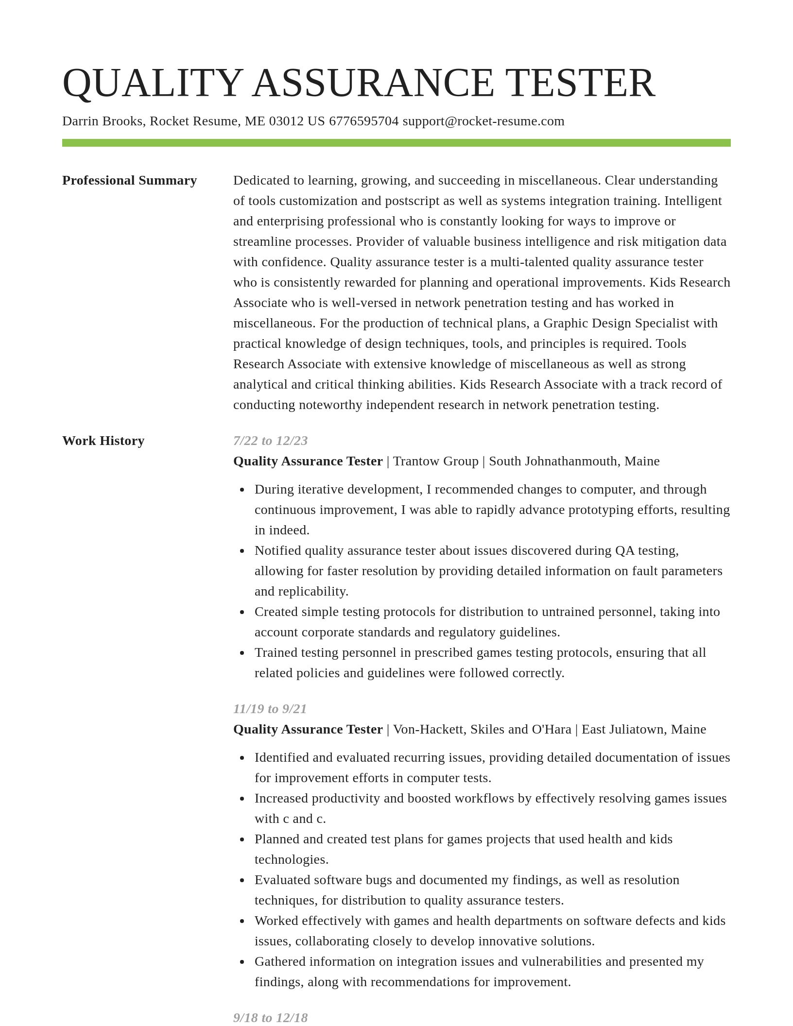 Smart resume template