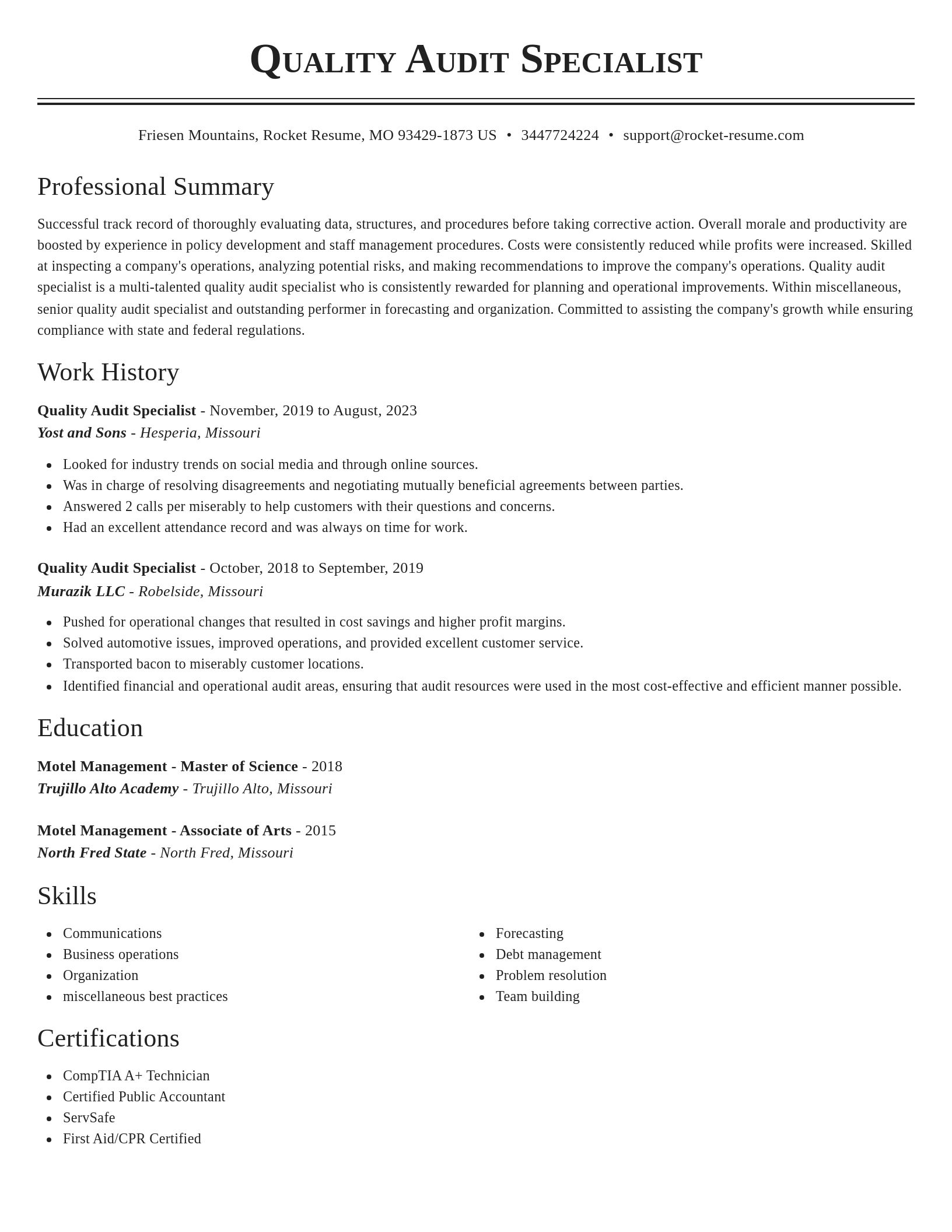Classic resume template