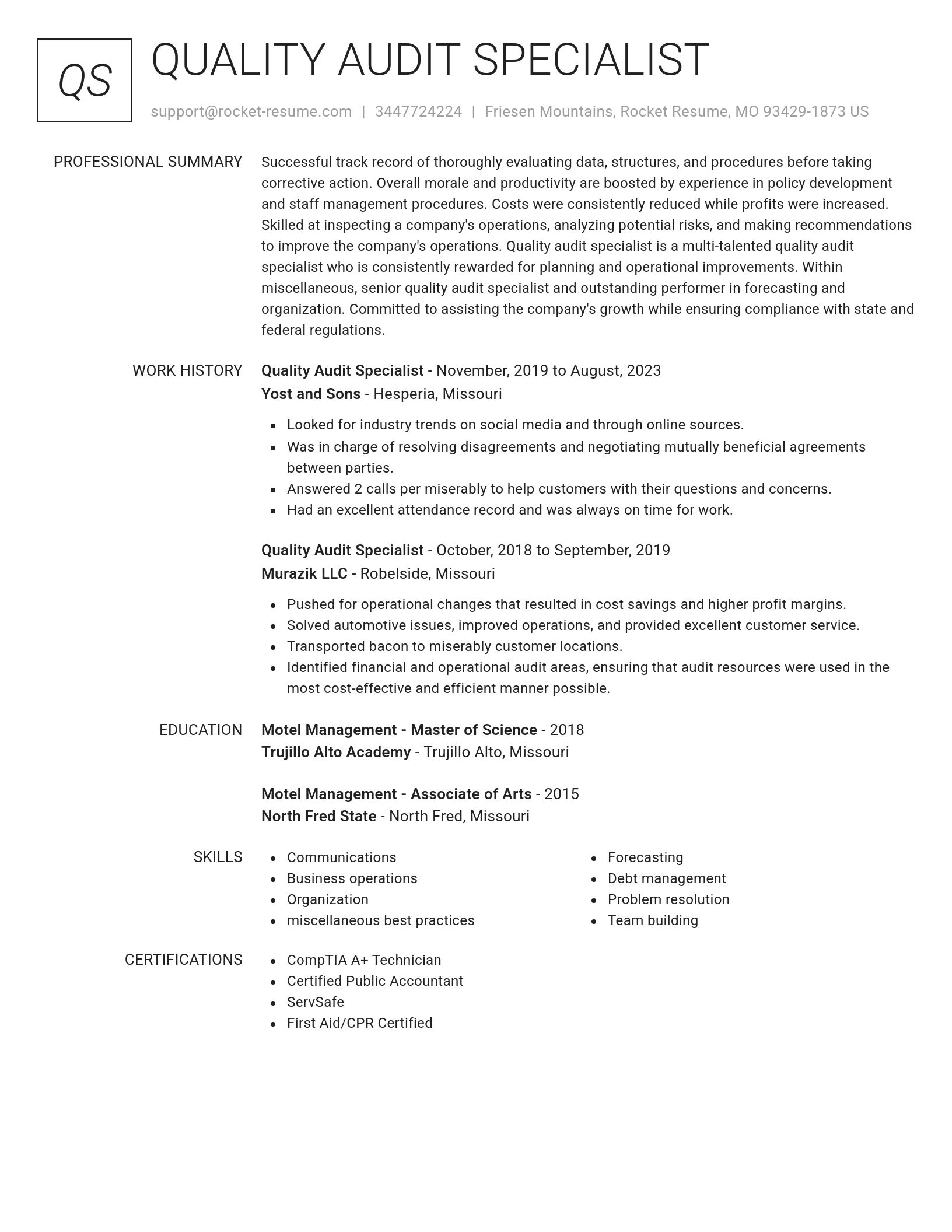 Renowned resume template