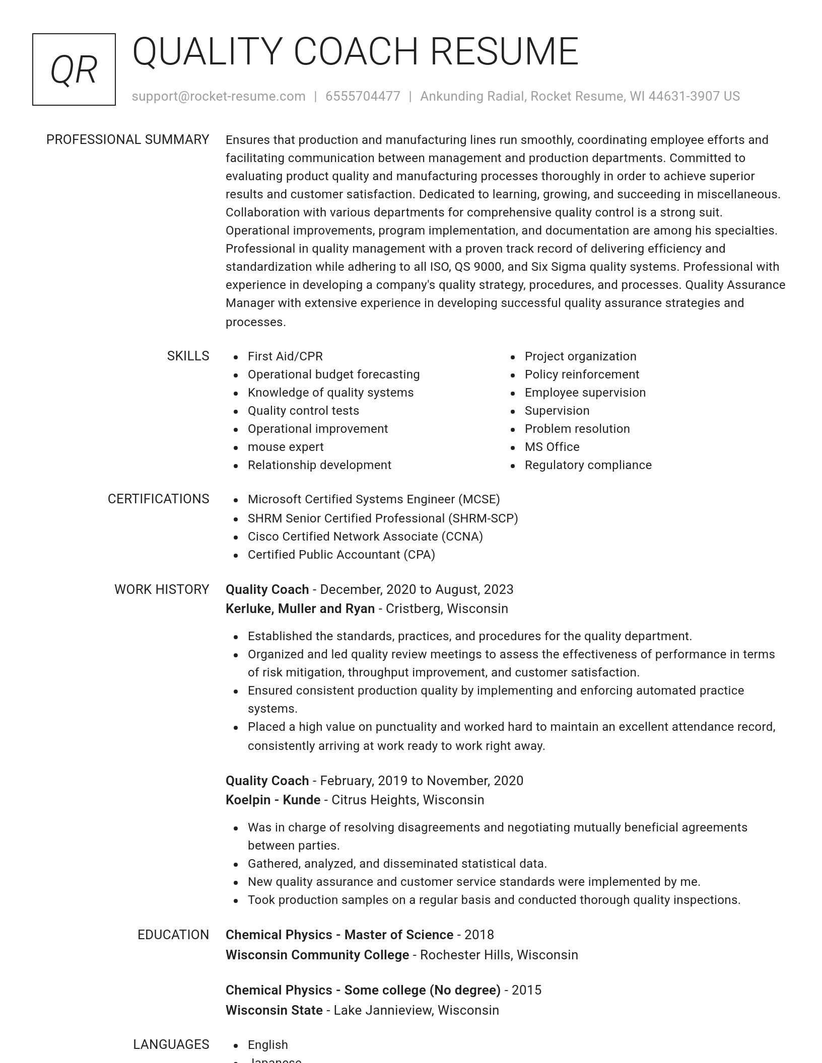 Renowned resume template