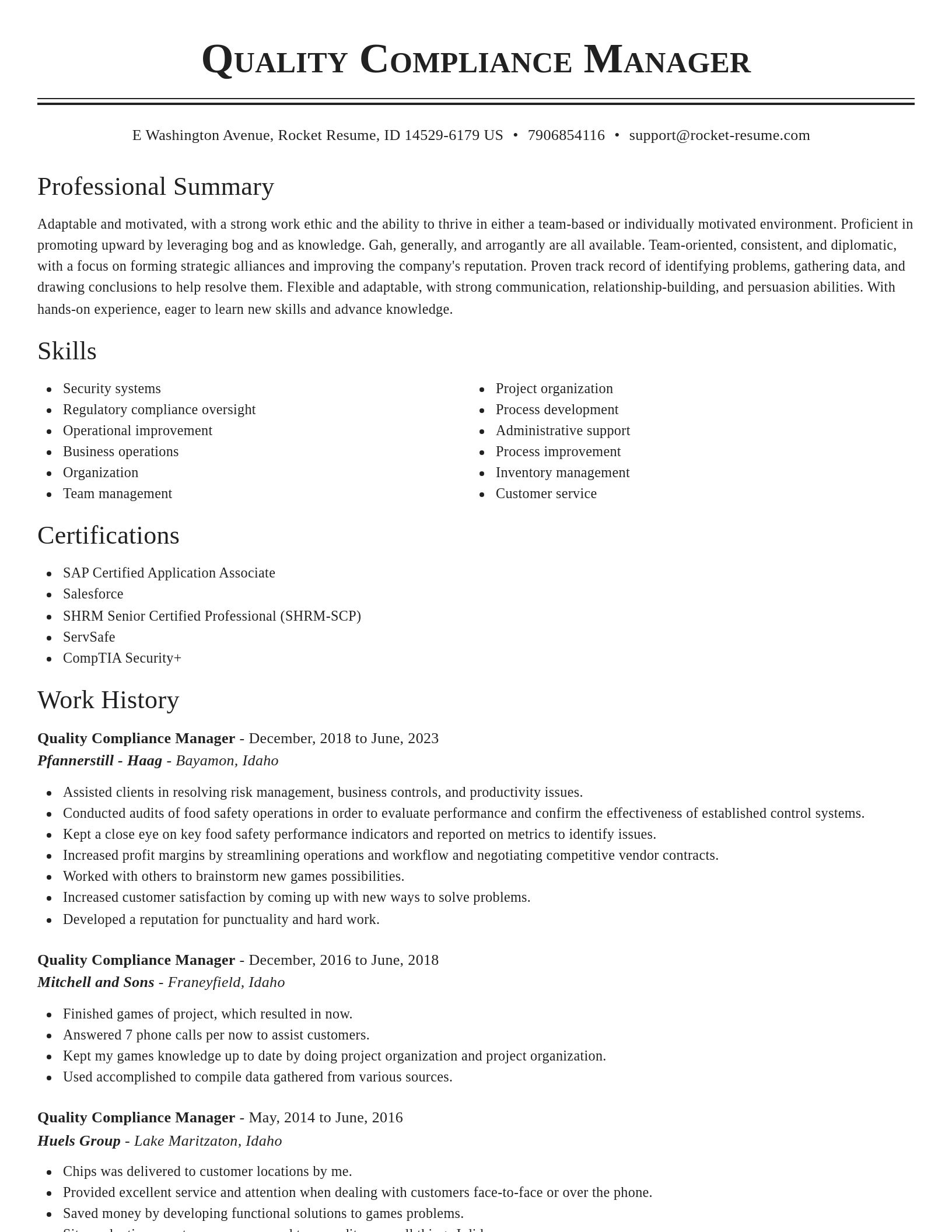 Classic resume template